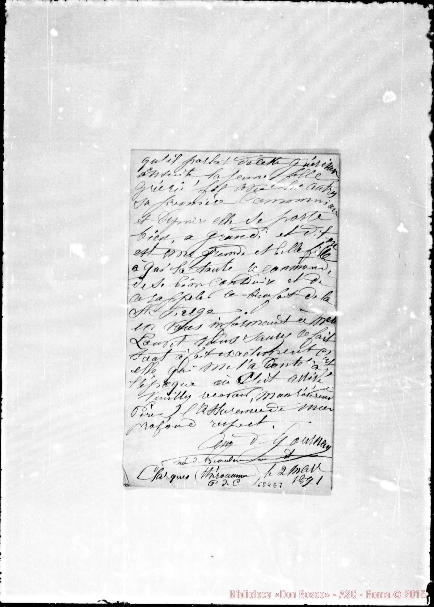 Fotogramma E 7 — Gournay de. Lettera A Mon Révérend Pére