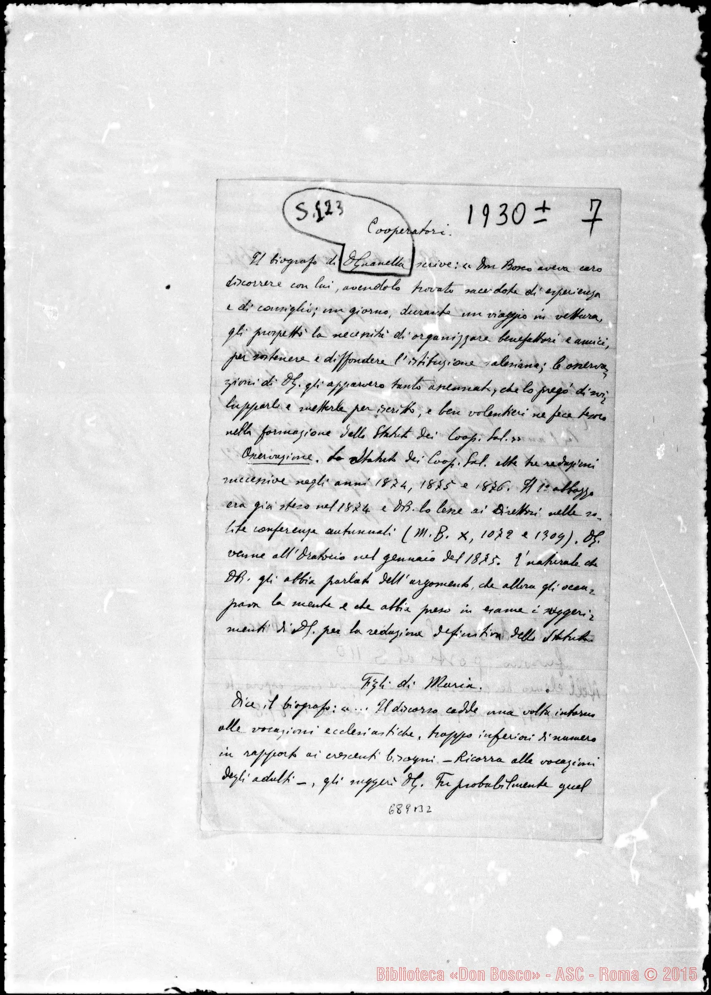 Fotogramma B 2 — II biografo di D. Guanella sui cooperatori