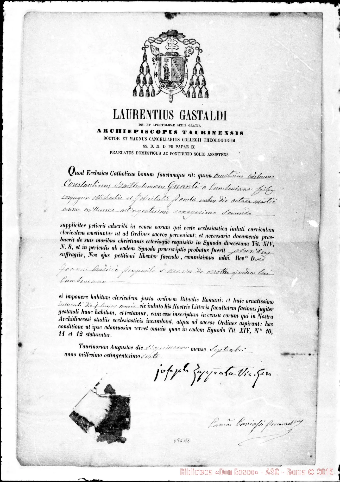 Fotogramma A 2 — D. Guanti promosso agli ordini sacri