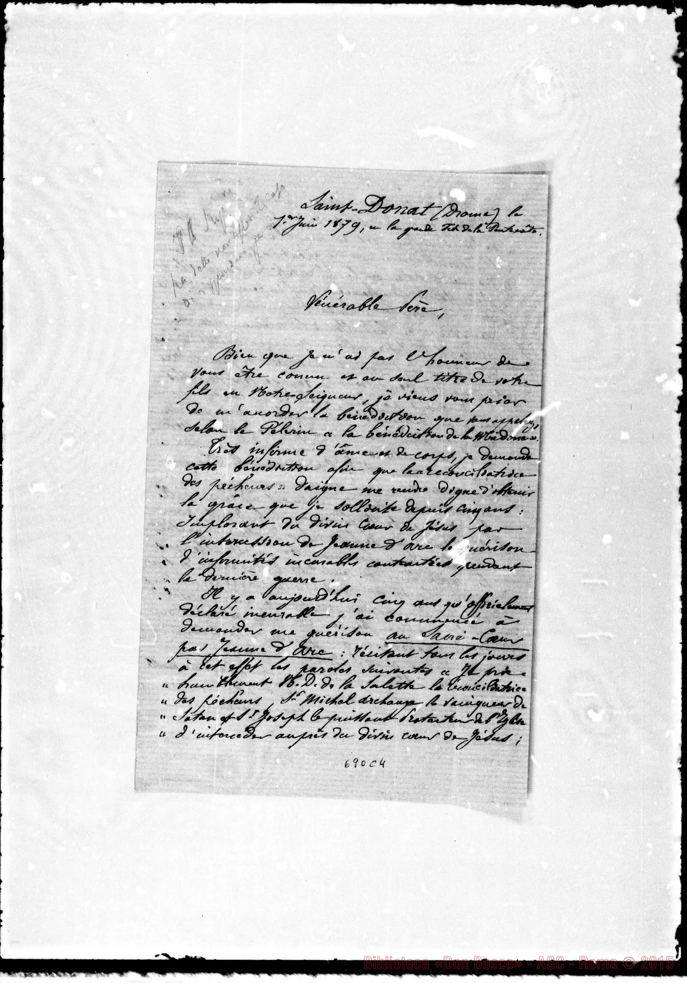 Fotogramma C 4 — Hagerue Auguste de Beugny. Relazione di grazia. Acclusa lettera