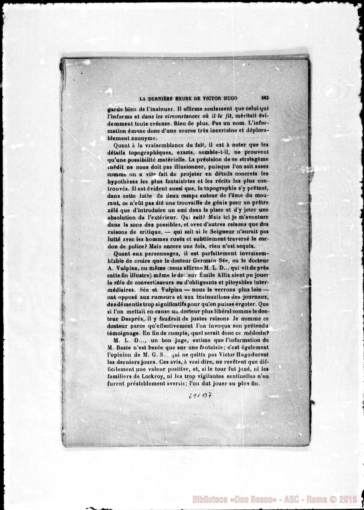 Fotogramma B 7 — «Etudes»: La dernière heure de Victor Hugo. Stampato