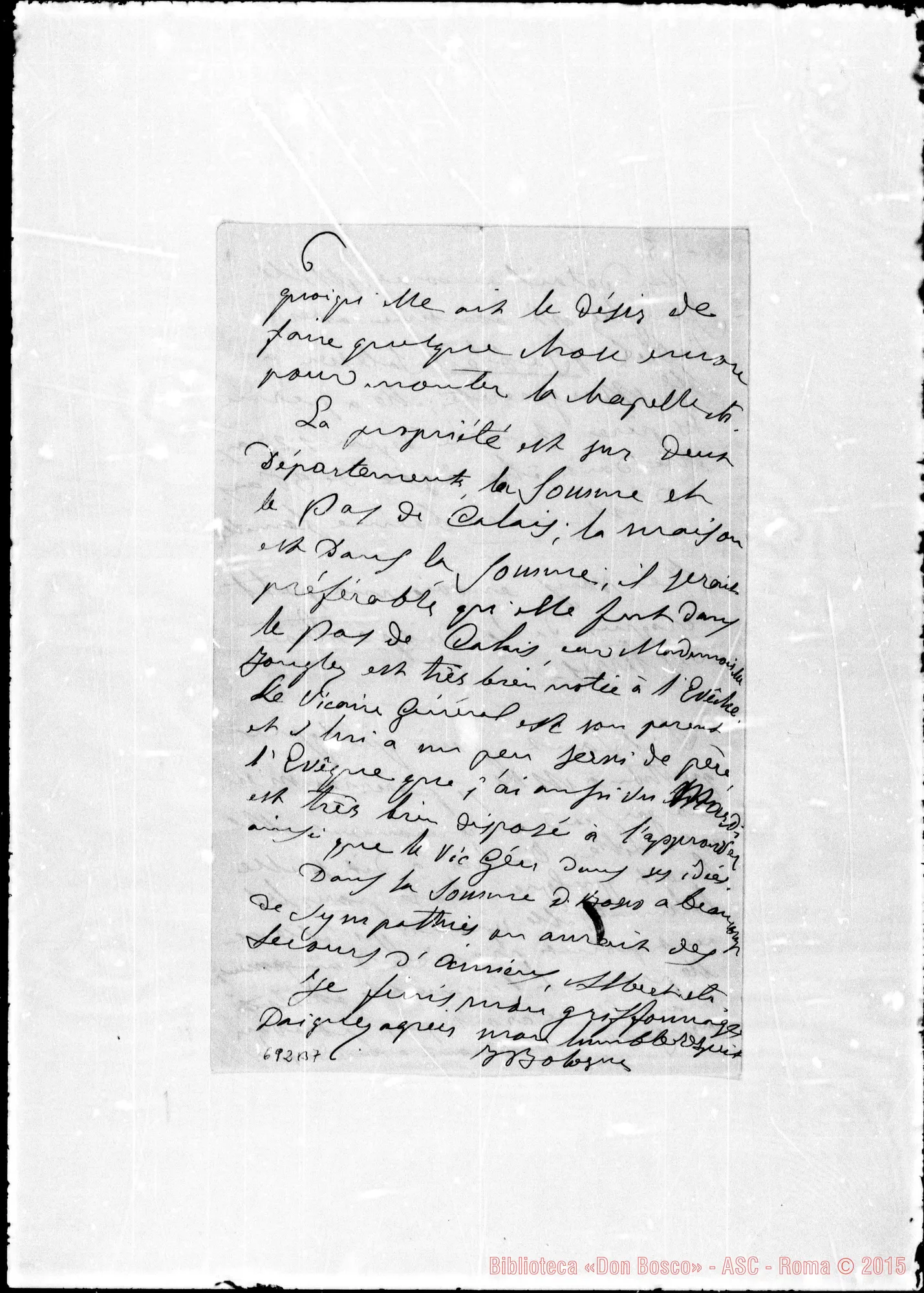 Fotogramma B 7 — Jonglez. Lettera di D. Bologna A Dor la