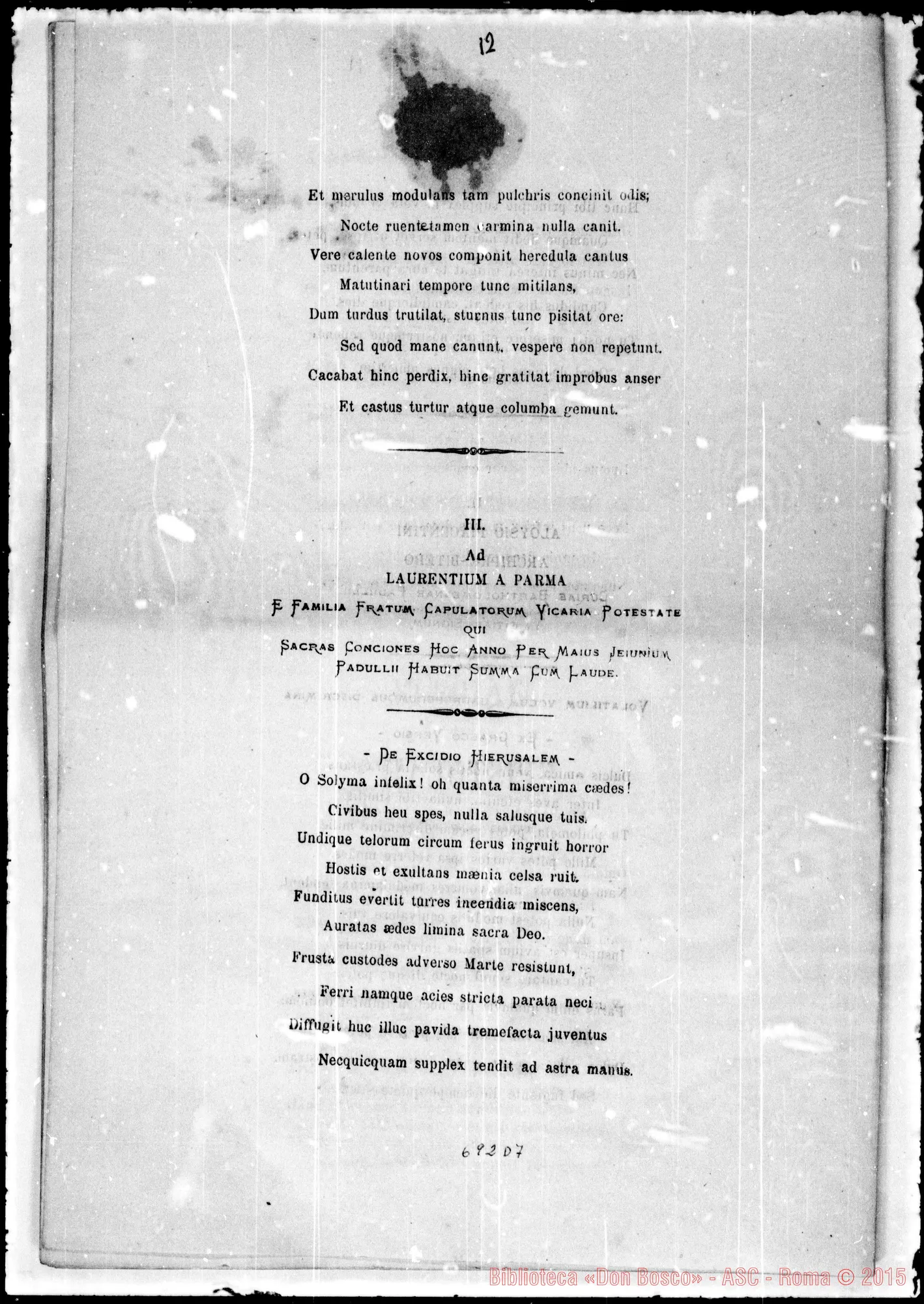 Fotogramma D 7 — Epigrammatum specimen. Copia con dedica A D. Bosco