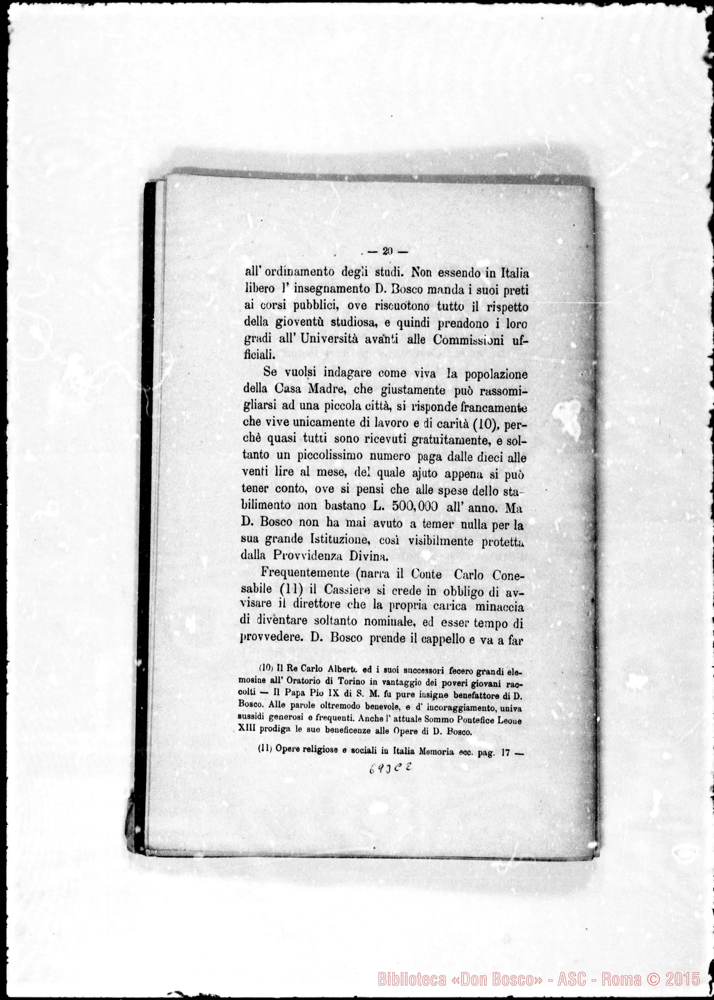 Fotogramma C 2 — Leonori Costantino: «Cenni sulla Società di S. Francesco di Sales…» Stampato r