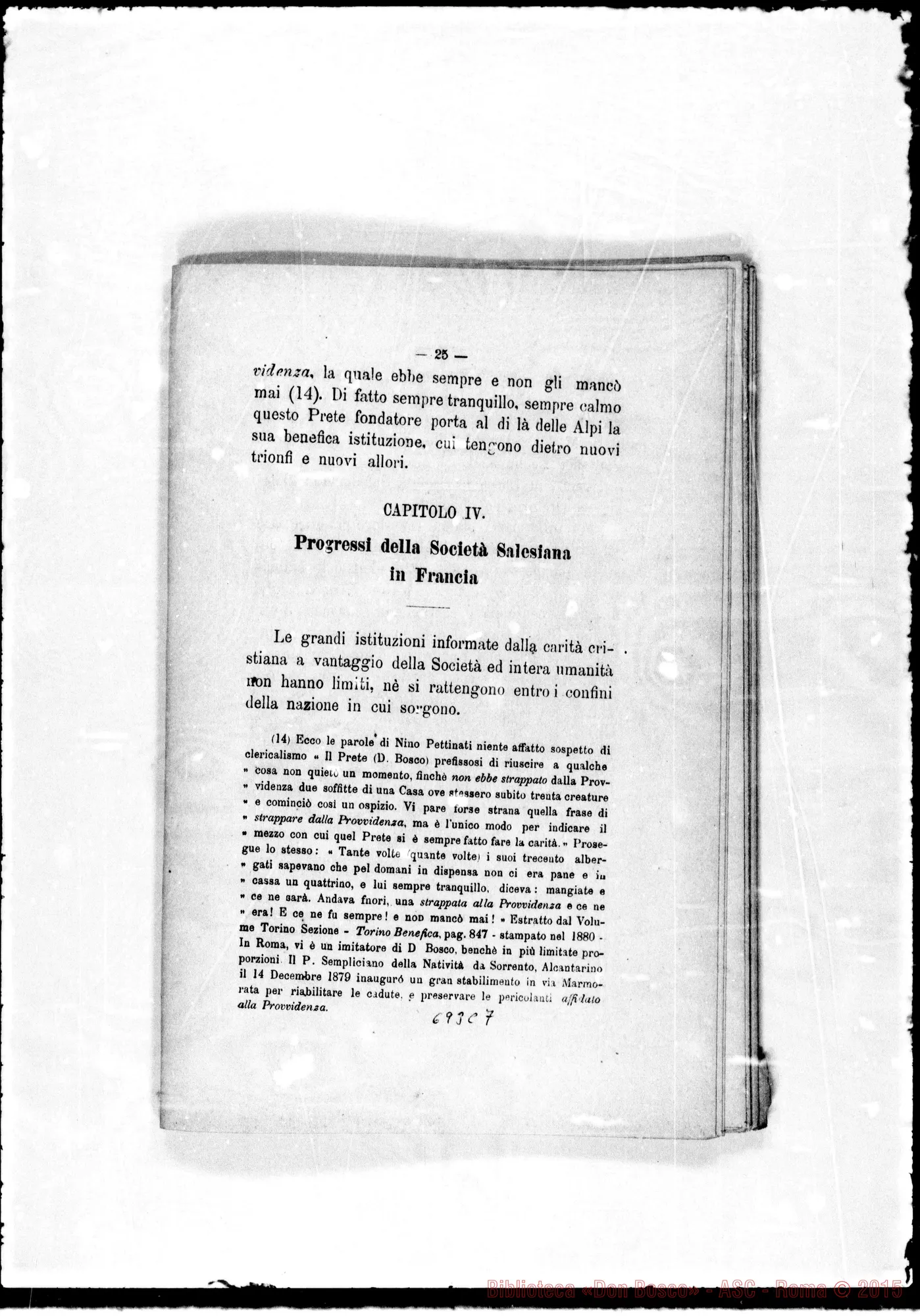 Fotogramma C 7 — Leonori Costantino: «Cenni sulla Società di S. Francesco di Sales…» Stampato r