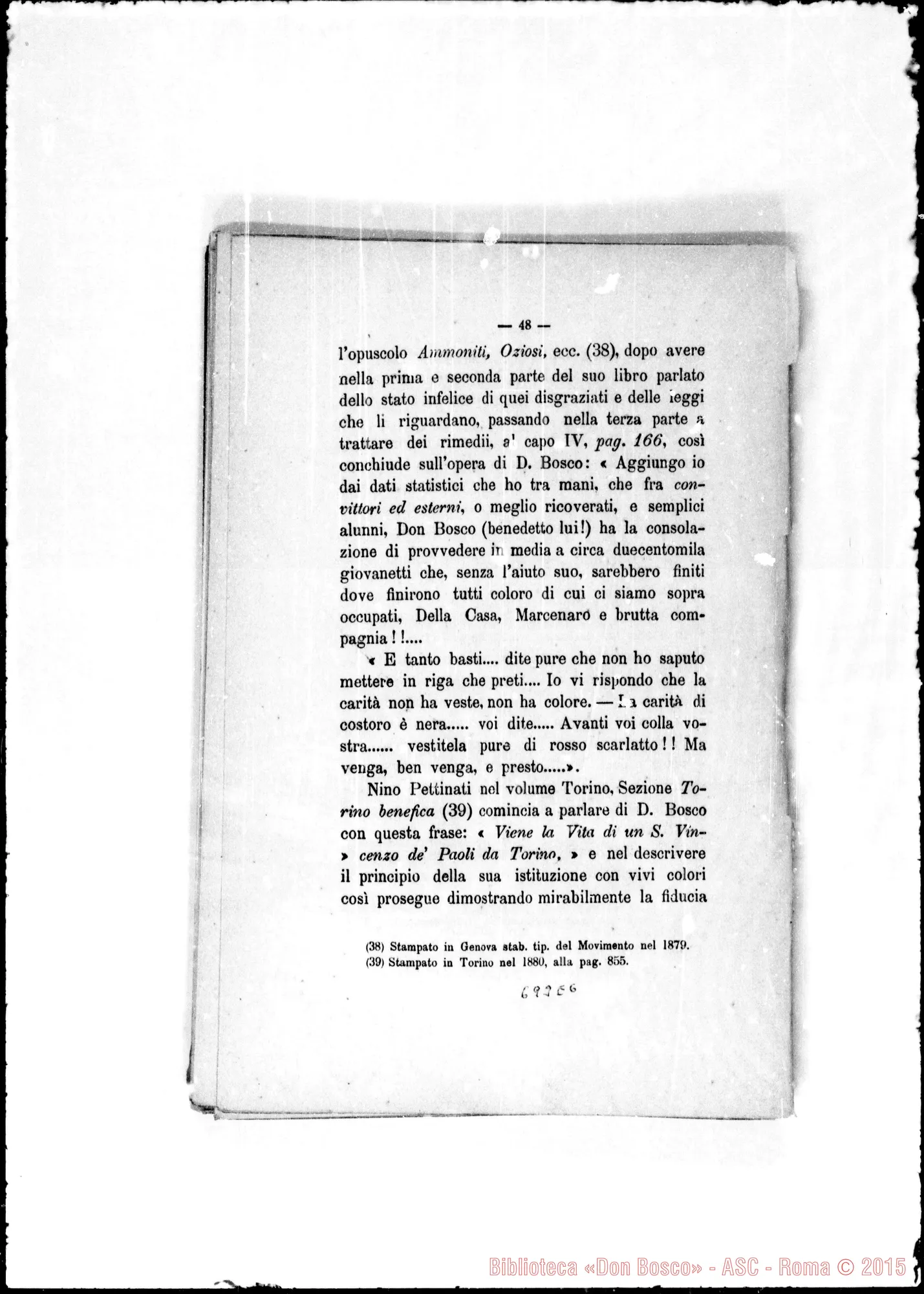 Fotogramma E 6 — Leonori Costantino: «Cenni sulla Società di S. Francesco di Sales…» Stampato r