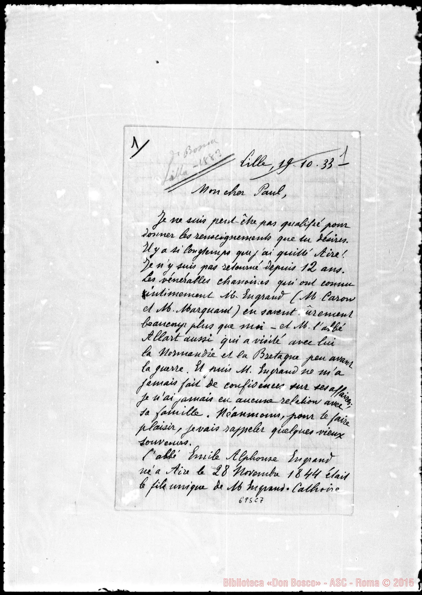 Fotogramma C 7 — Louvet Clara Louise Julie: Lettere: A Mon cher Paul