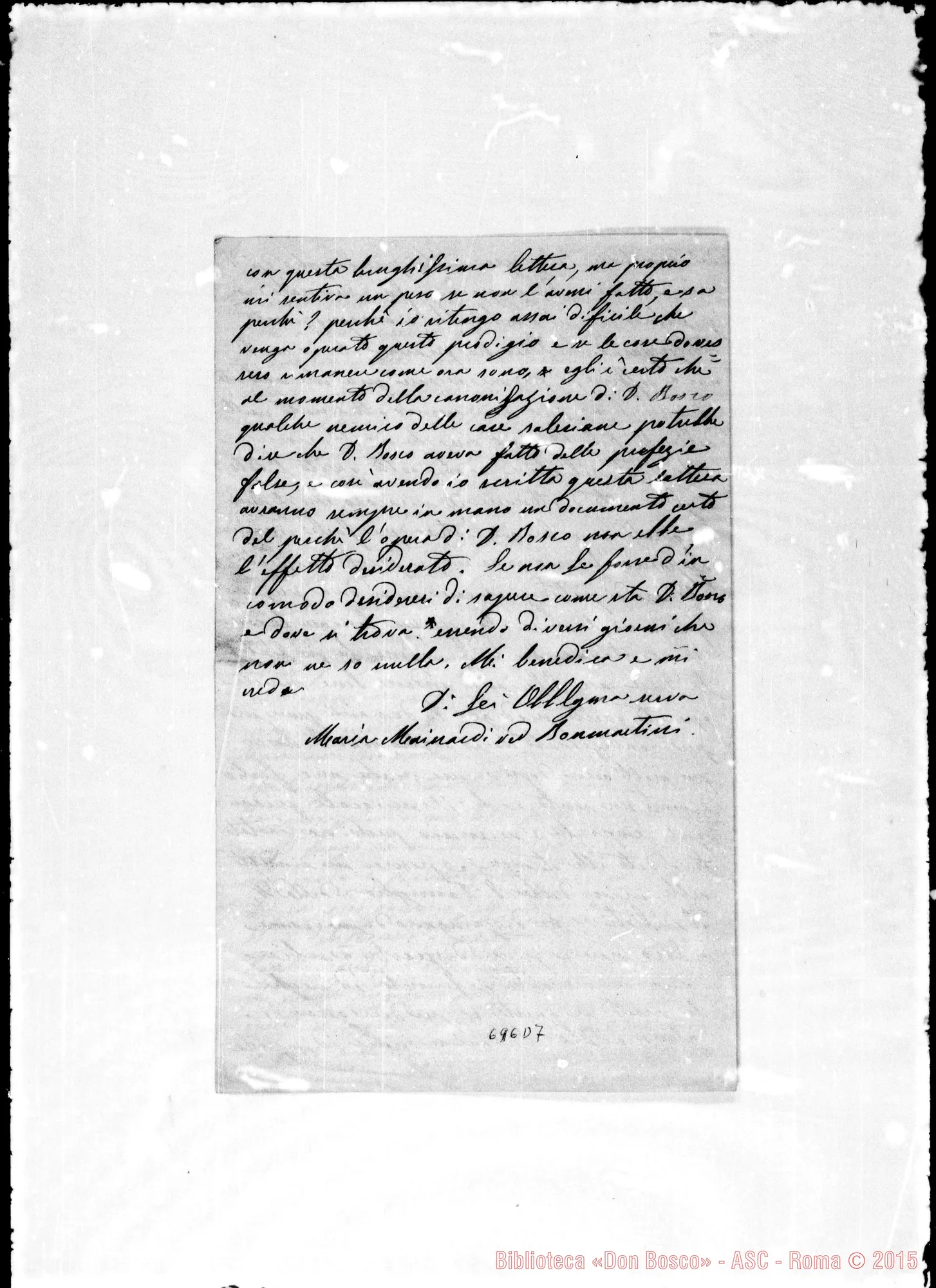 Fotogramma D 7 — Lettera: «Era incerta se inviare…»