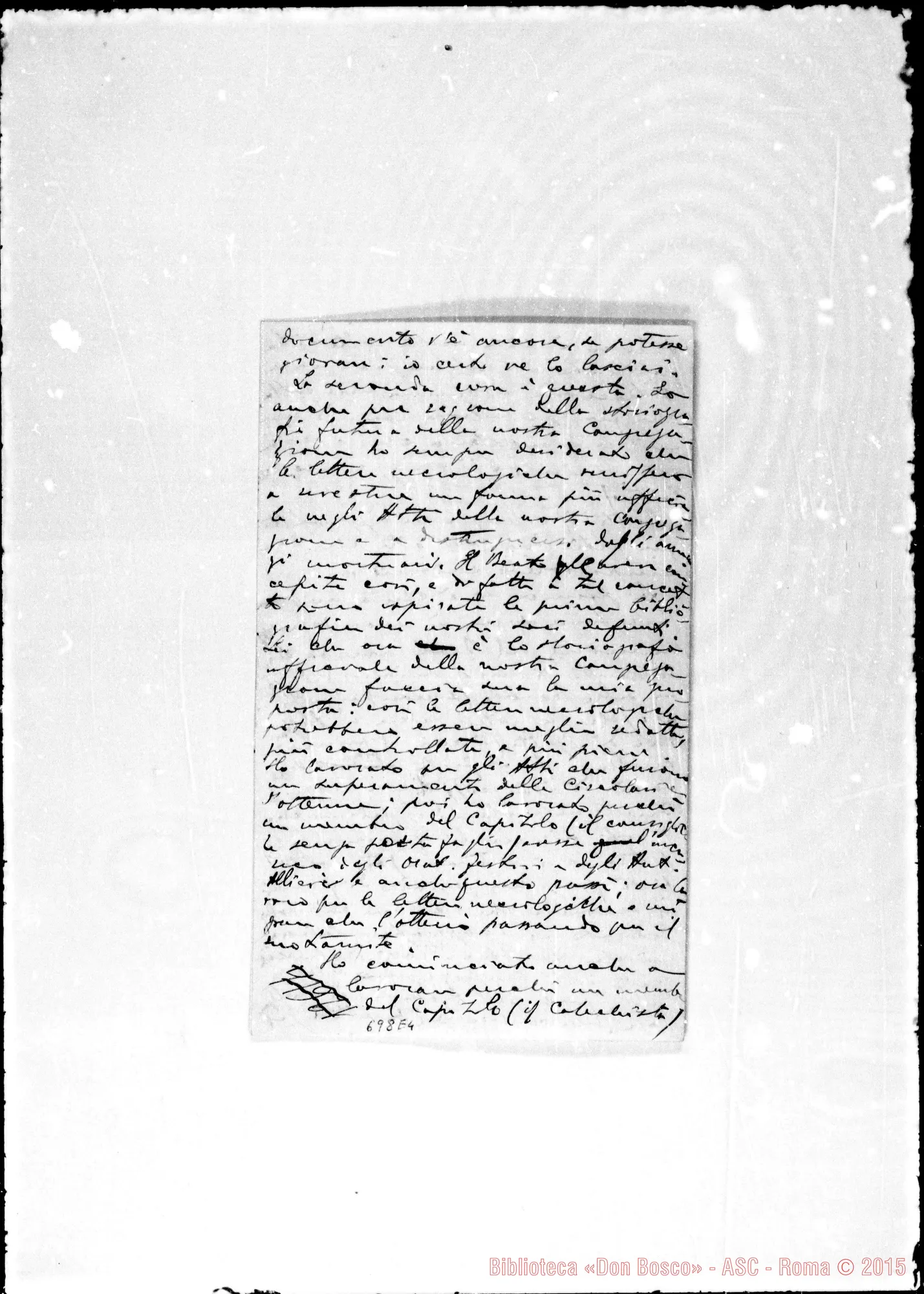 Fotogramma E 4 — Mancini Argeo, sac. SDB: Lettera A Don Ceria