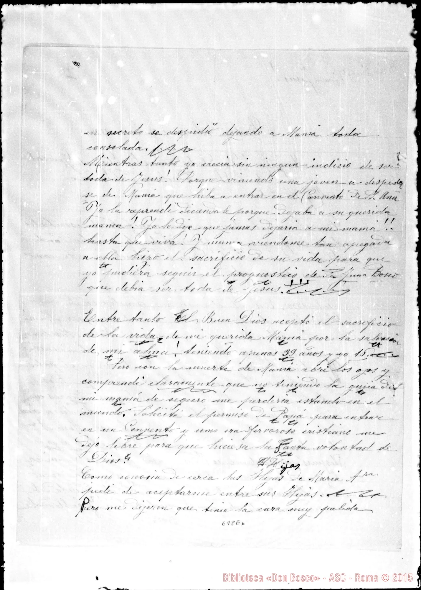 Fotogramma E 6 — Manfredi Carolina, suora F.M.A. Lettera-Relazione A D. Berruti