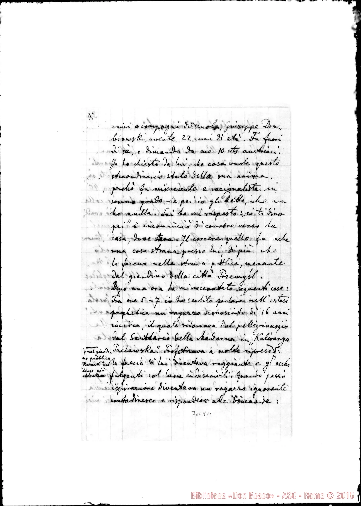 Fotogramma A 11 — Markiewicz Bronislao Bonaventura, sac. Relazione per il processo