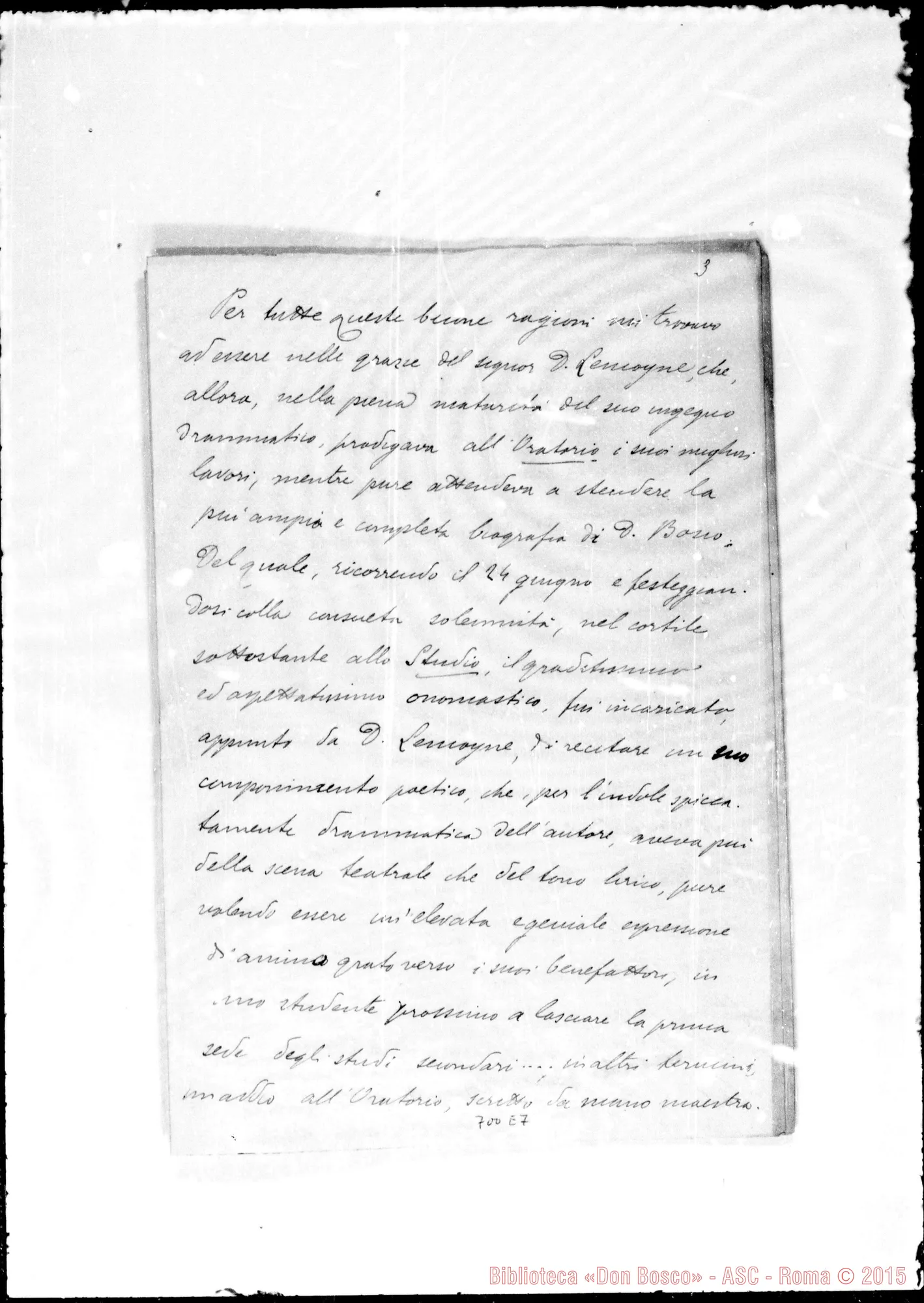 Fotogramma E 7 — Masera Giovanni. «Un grato ricordo E una verità»