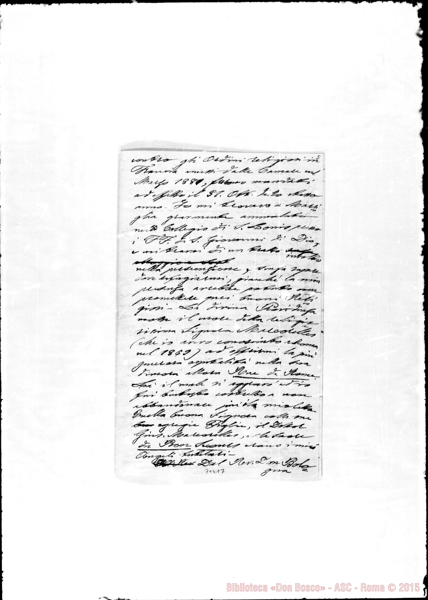 Fotogramma A 7 — Mortara Pio, sac. Congr. dei can. Regolari… Relazione: «Visitando in Marsiglia…»
