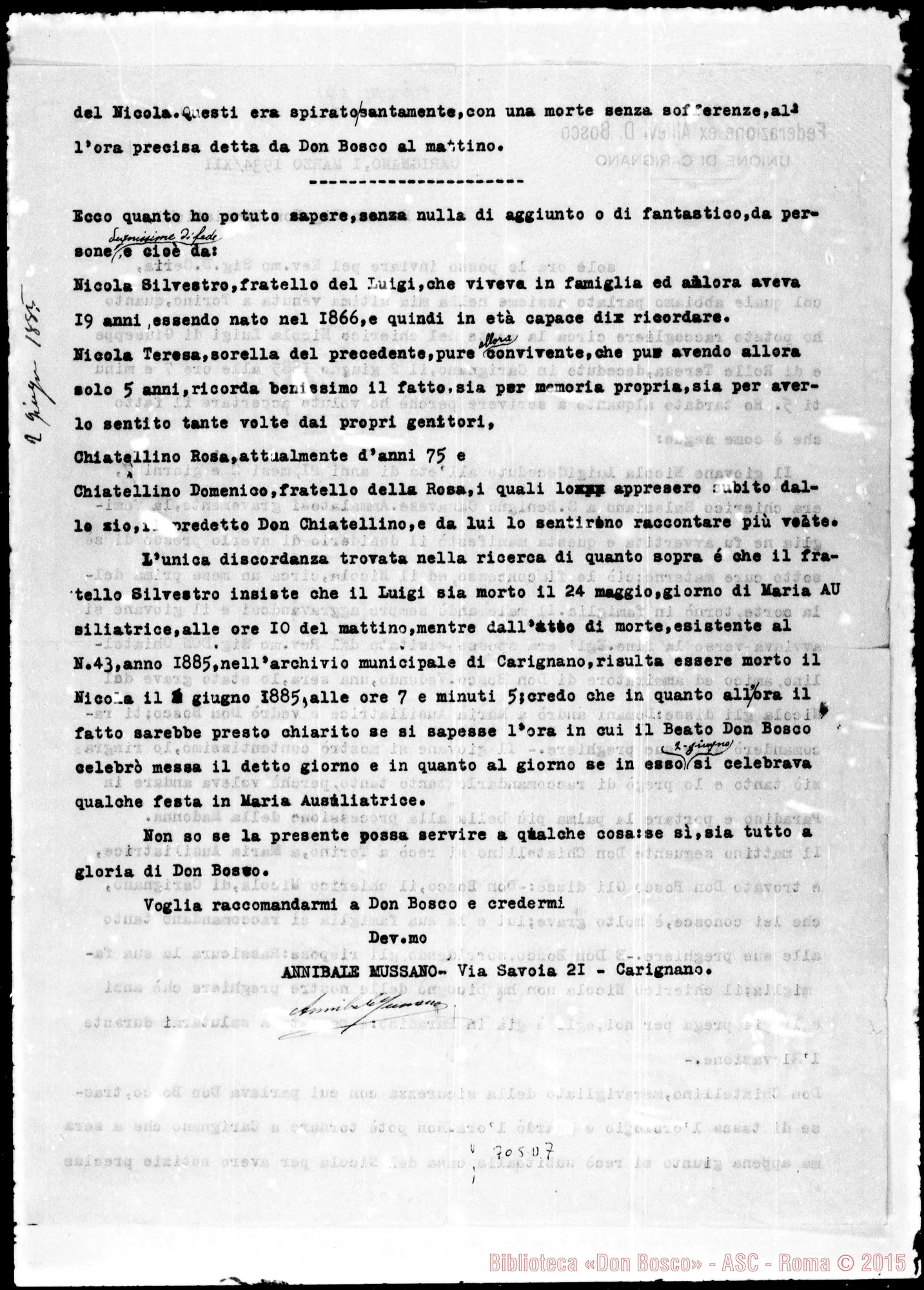 Fotogramma D 7 — Nicola Luigi: Notizie su Nicola Luigi da Annibaie Mussano
