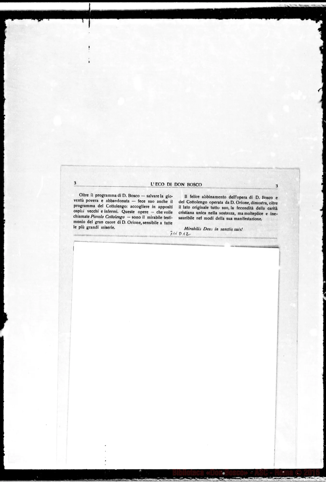 Fotogramma D 12 — L’Eco di D. Bosco: «Don Orione E Don Bosco»