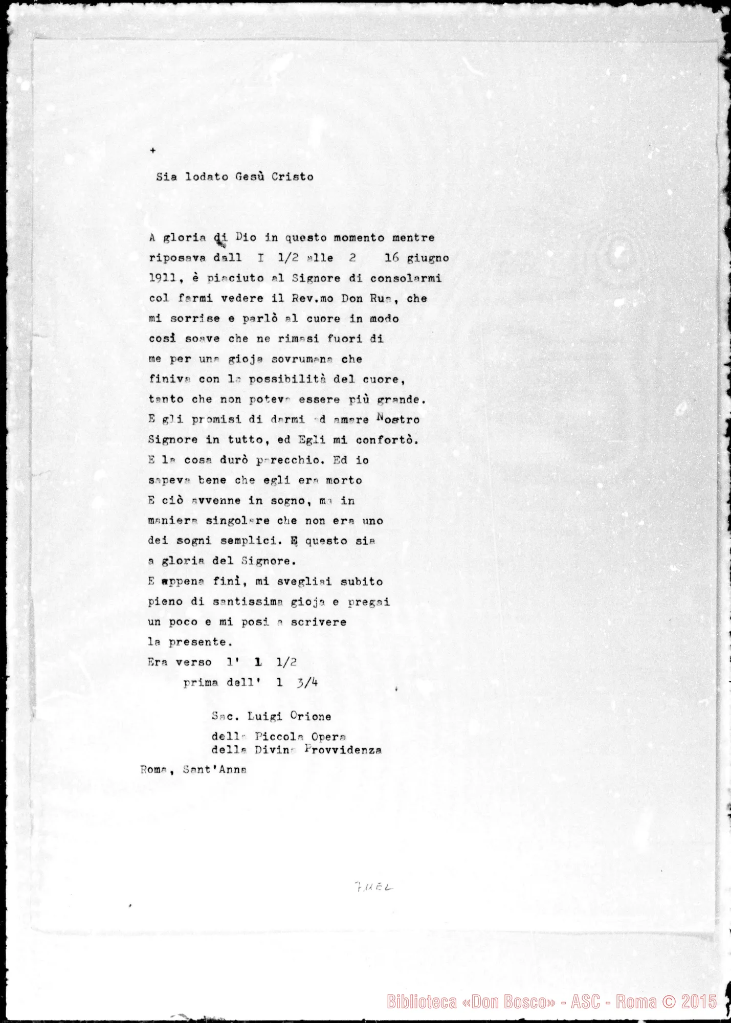 Fotogramma E 2 — Luigi Orione: Lettera circolare E trascrizione