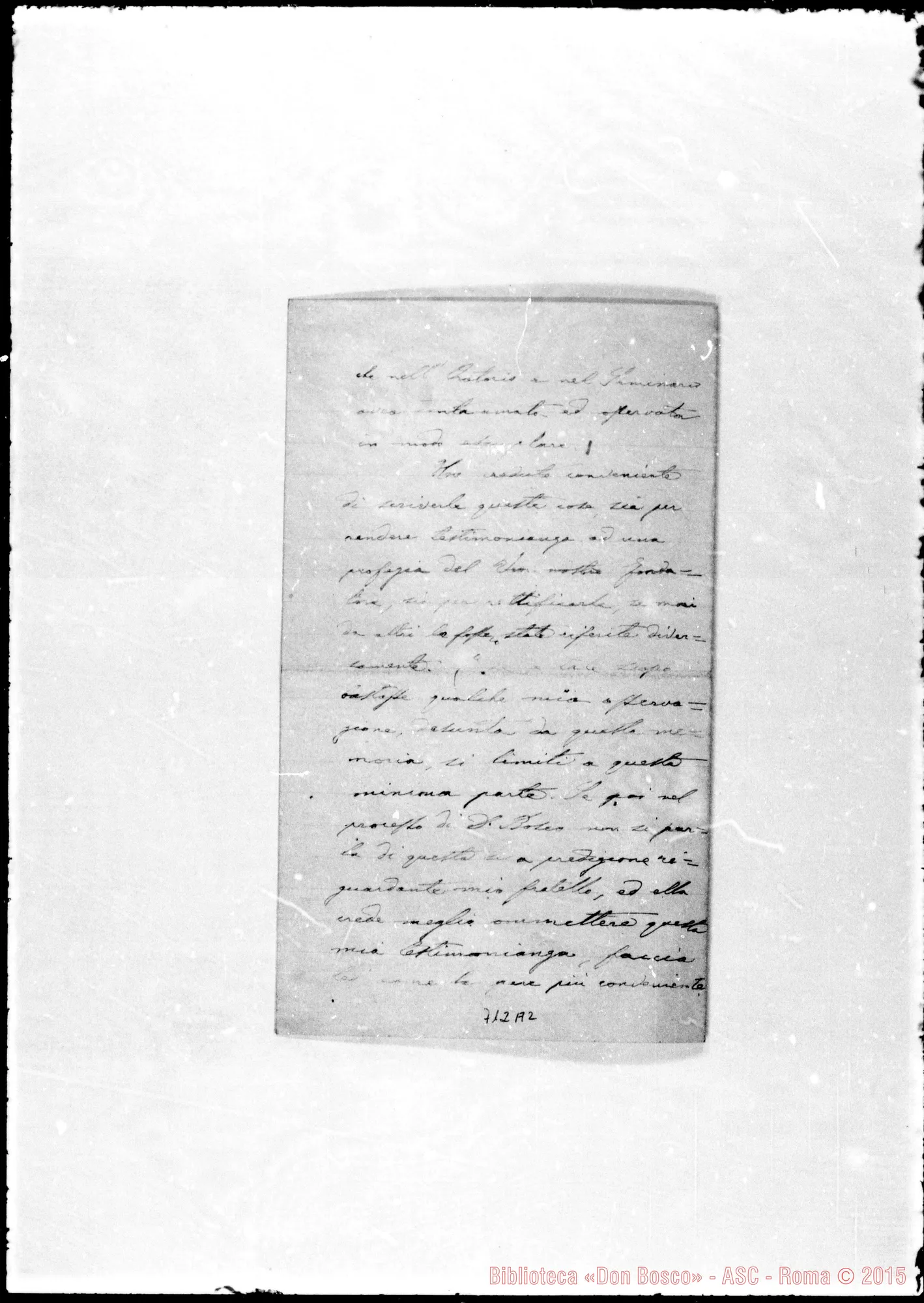 Fotogramma A 2 — Paglia Francesco, sac. SDB. Promemoria