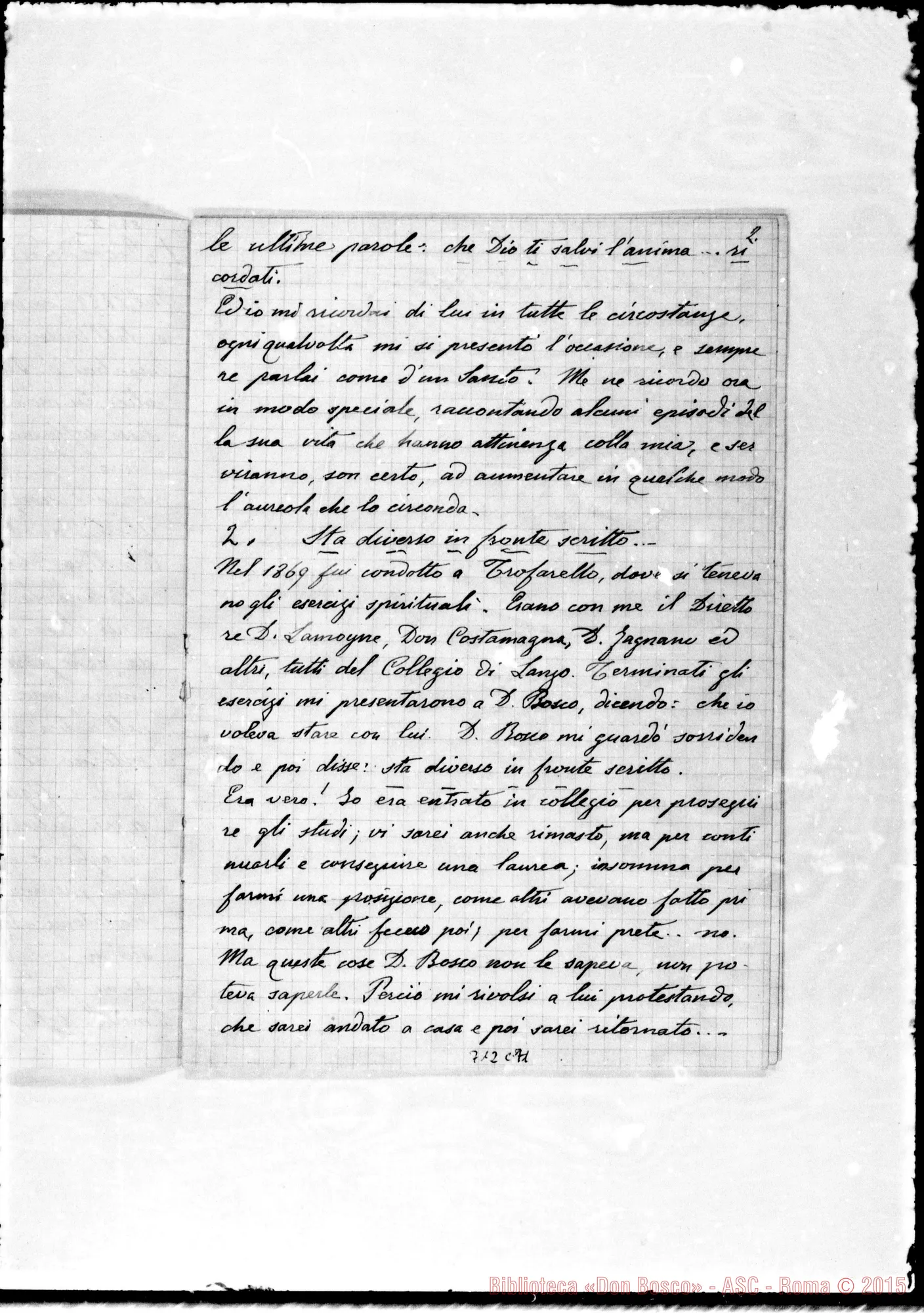 Fotogramma C 11 — Passerini Carlo, cavaliere. Relazione del cavaliere sulla vita di Don Bosco