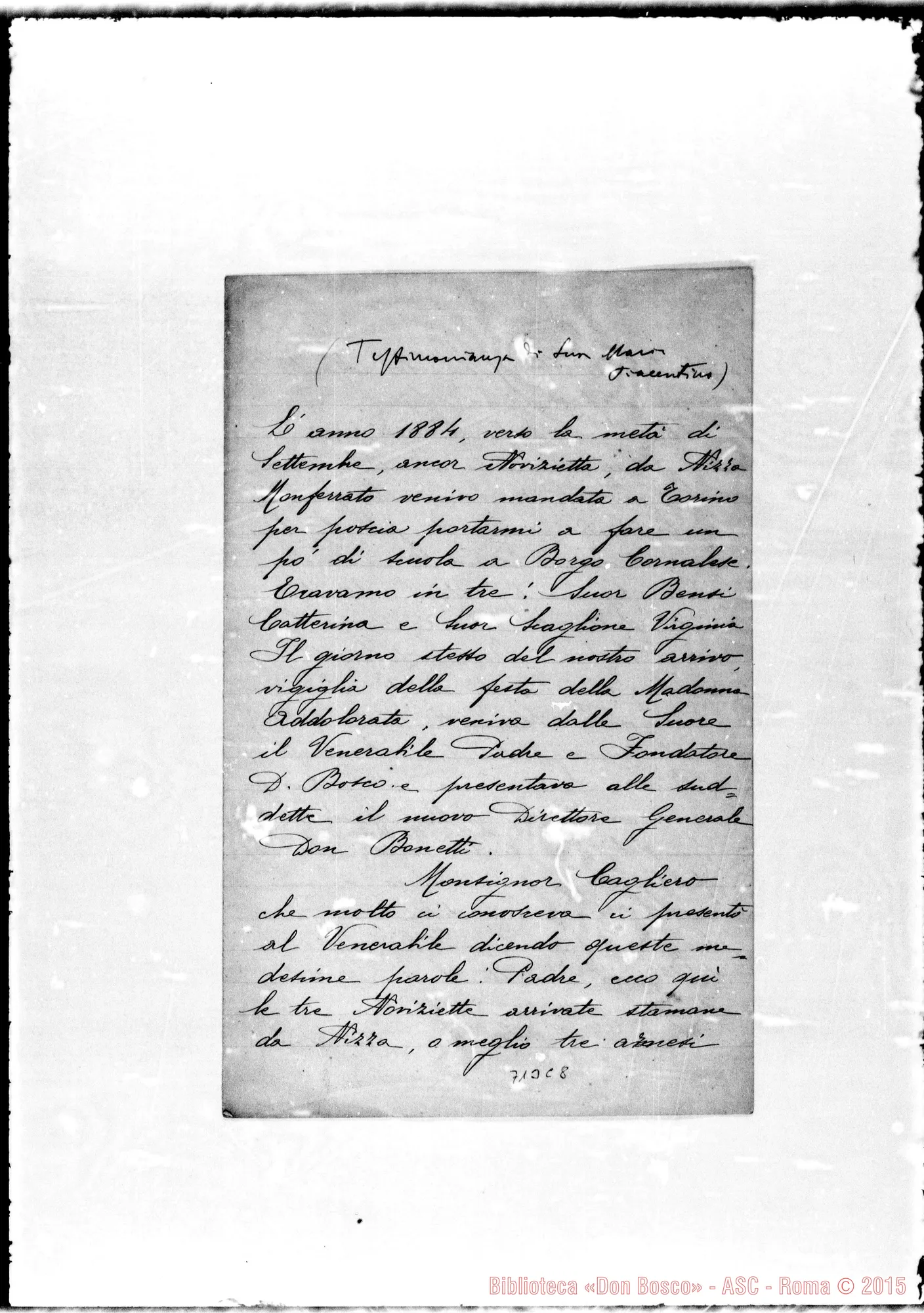 Fotogramma C 8 — Piacentino Maria, suora F.M.A. Relazione