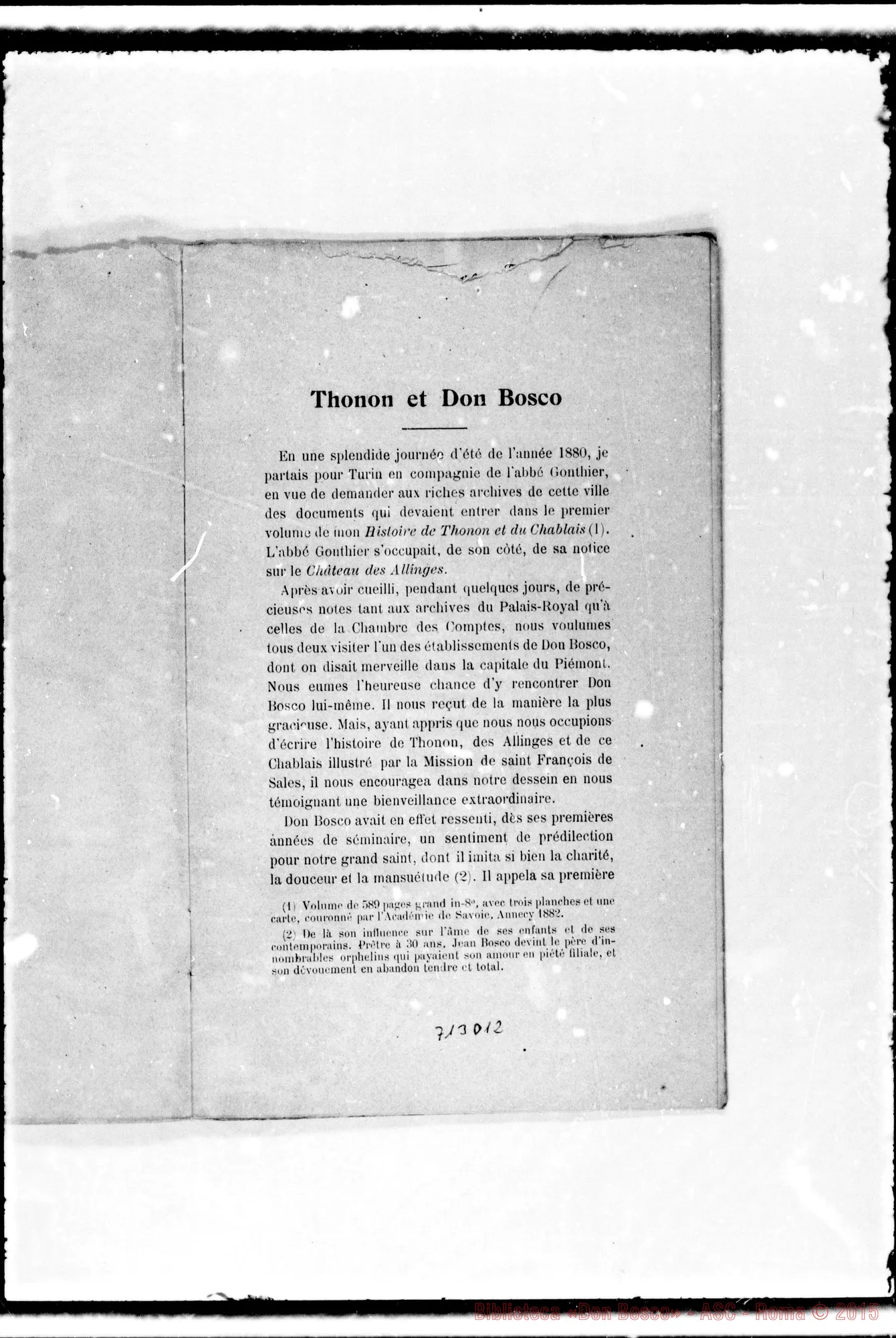 Fotogramma D 12 — Thonon E Don Bosco. Stampato