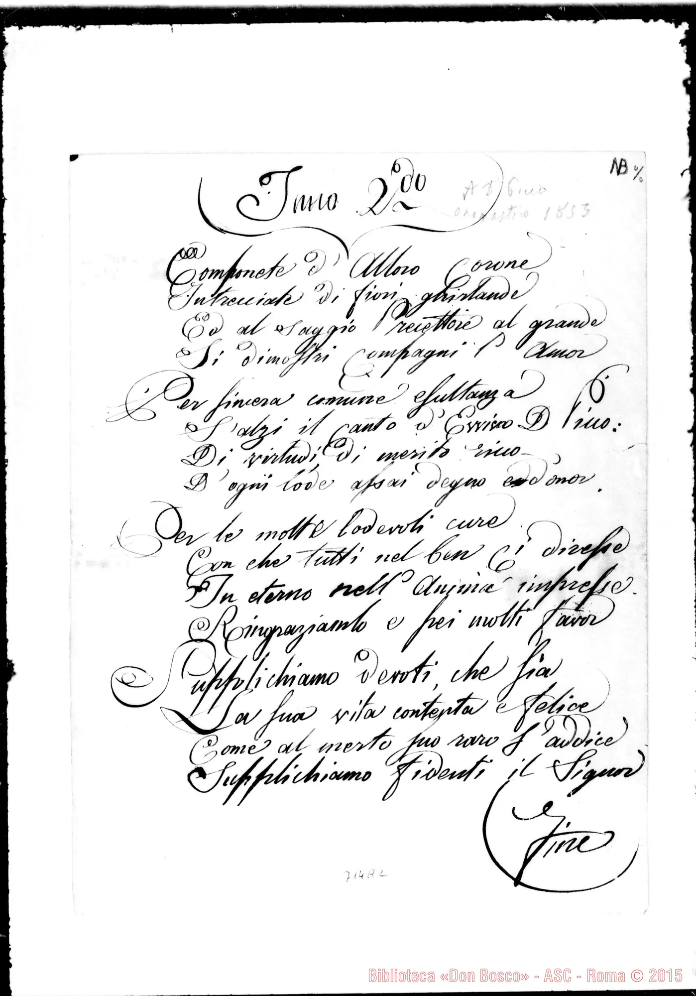 Fotogramma A 2 — Poesia ms. con correzioni Bosco