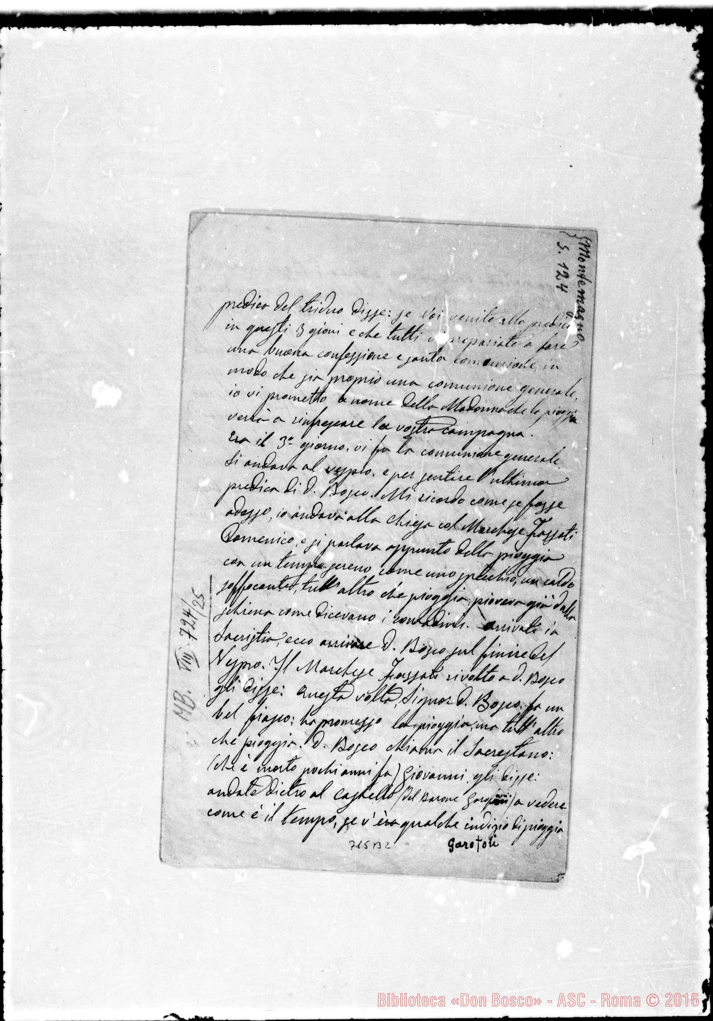 Fotogramma B 2 — Porta Luigi, sac. SDB. Lettere: Porta-Lemoyne