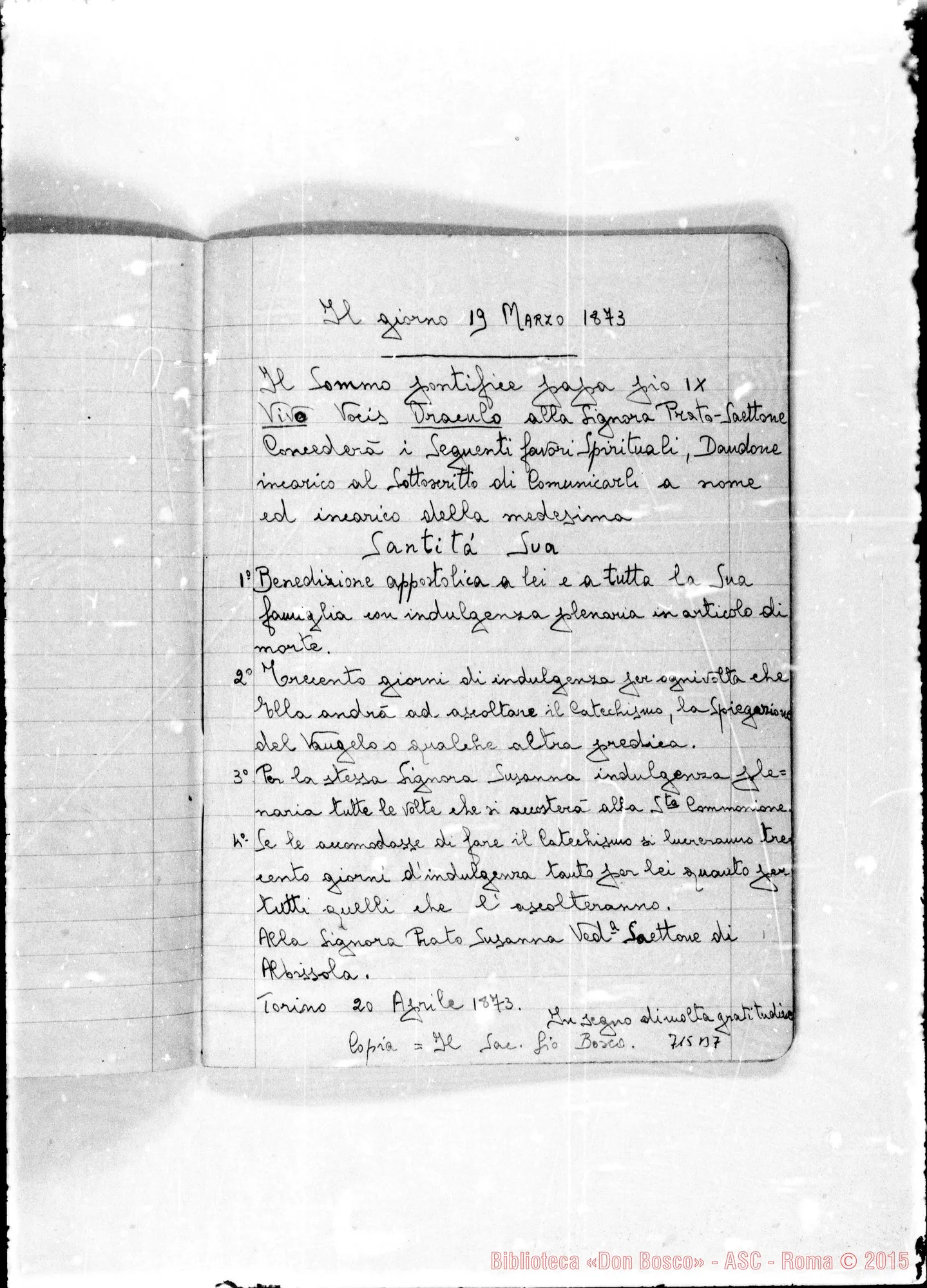 Fotogramma B 7 — Prato Susanna, ved. Saettone. Quaderno con copie di lettere da diversi mittenti