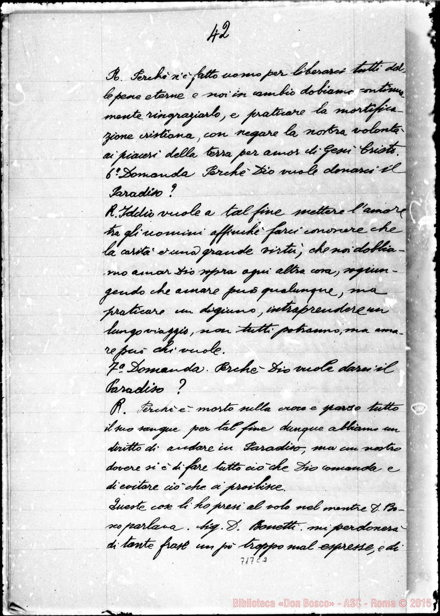 Fotogramma C 2 — Reano Giuseppe. Memorie di Reano su D. Bosco…