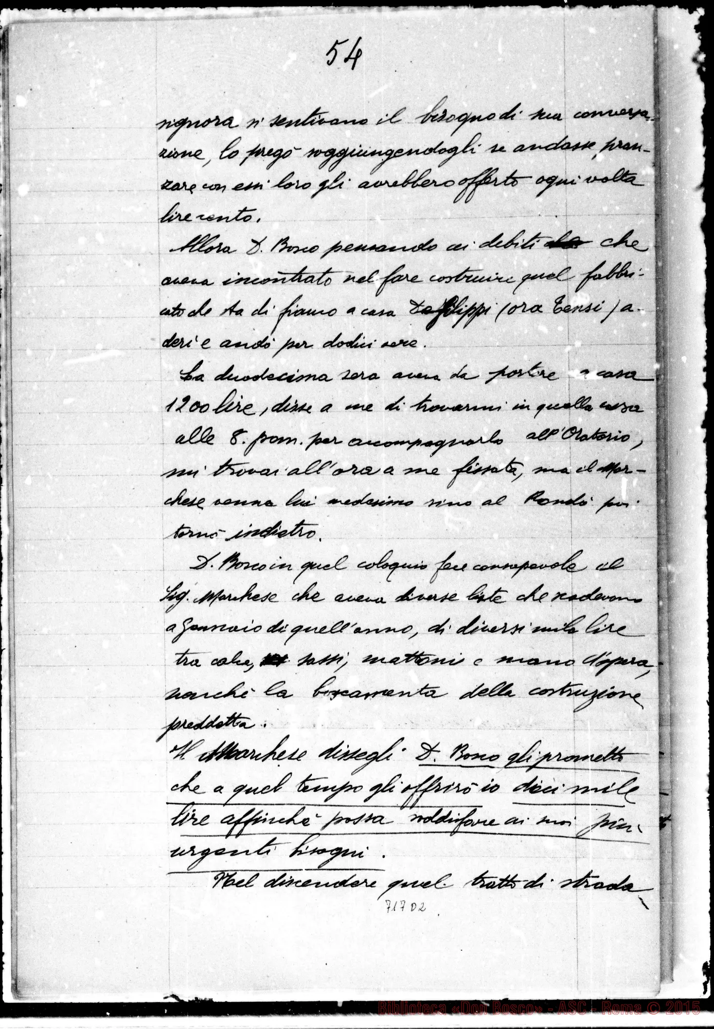 Fotogramma D 2 — Reano Giuseppe. Memorie di Reano su D. Bosco…
