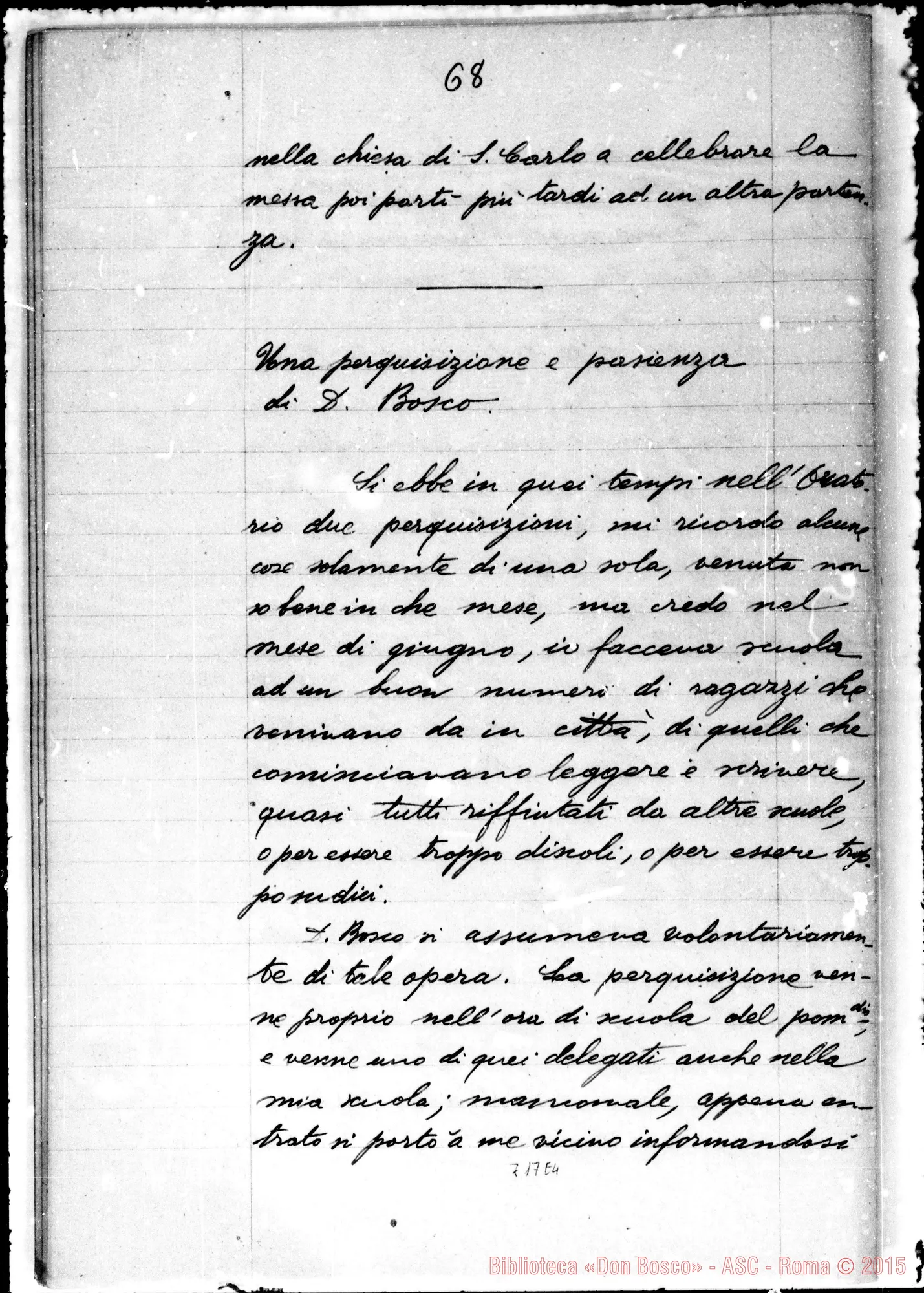 Fotogramma E 4 — Reano Giuseppe. Memorie di Reano su D. Bosco…
