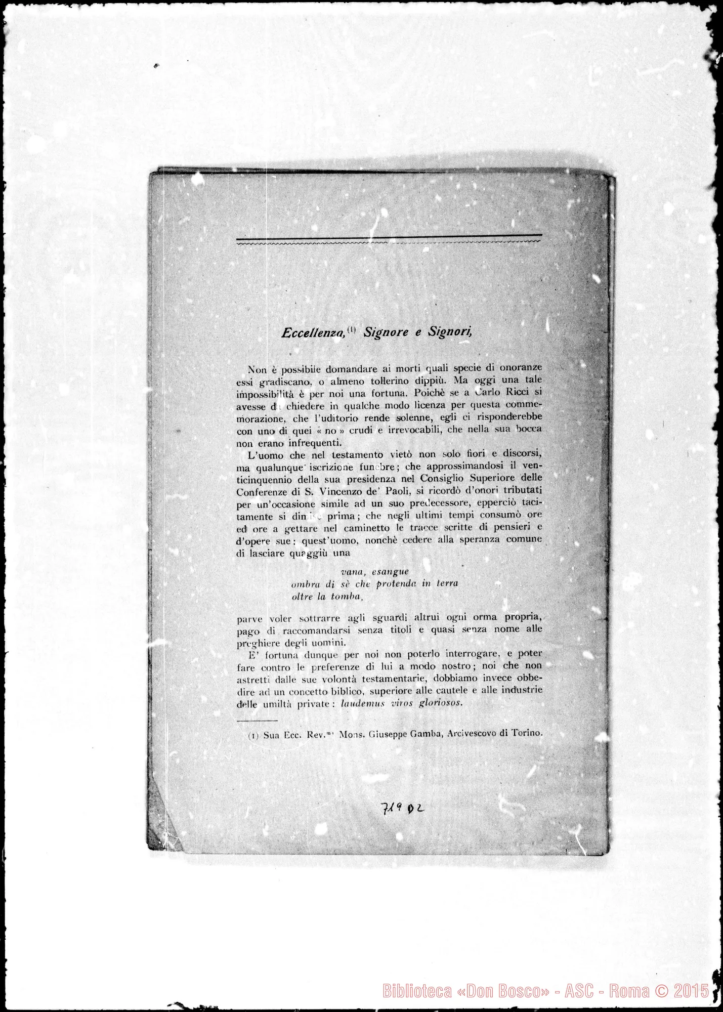 Fotogramma D 2 — Il Barone Carlo Ricci des Ferres. Discorso