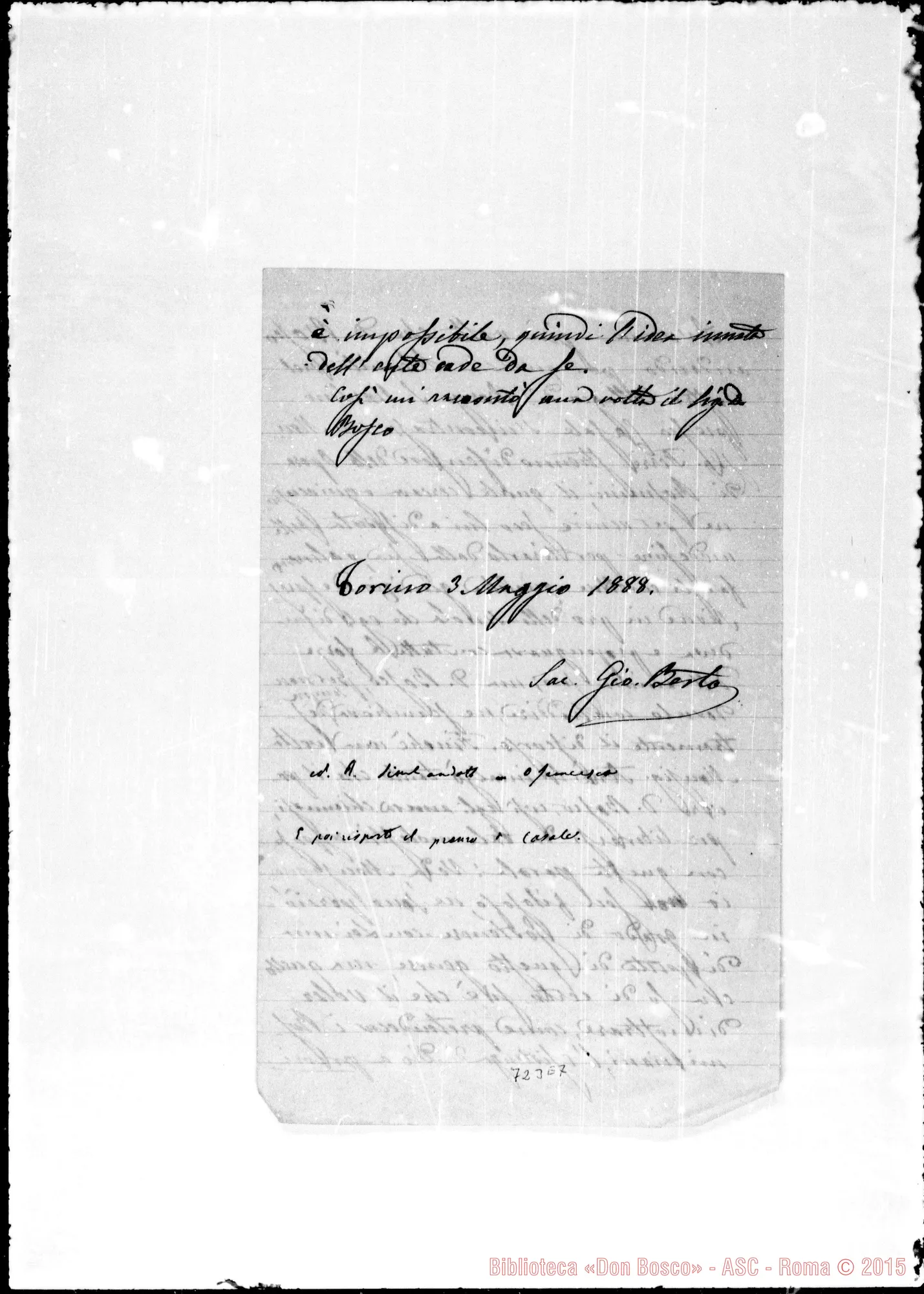Fotogramma E 7 — Relazione di D. Berto