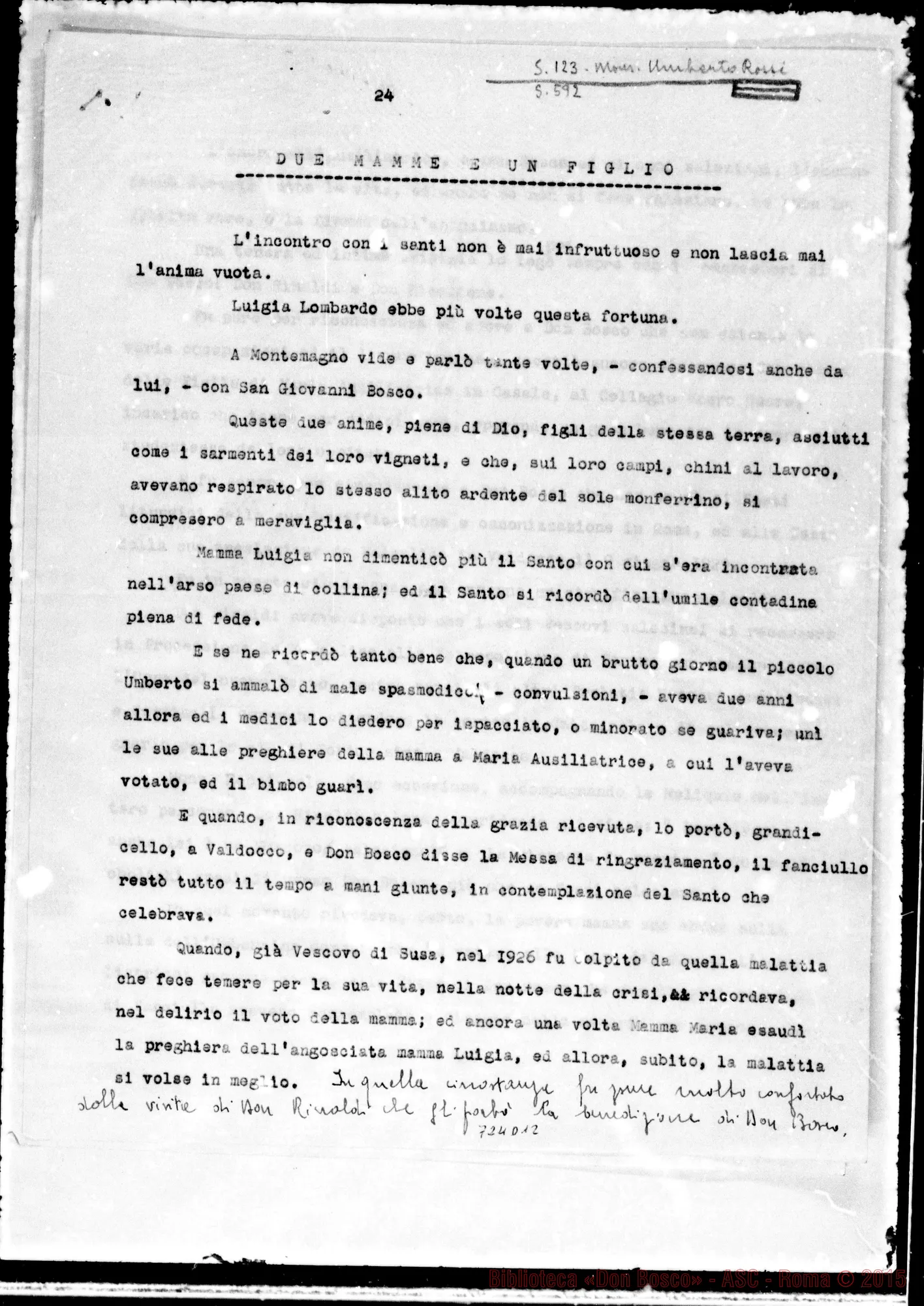 Fotogramma D 12 — Rossi Umberto, vesc. Relazione