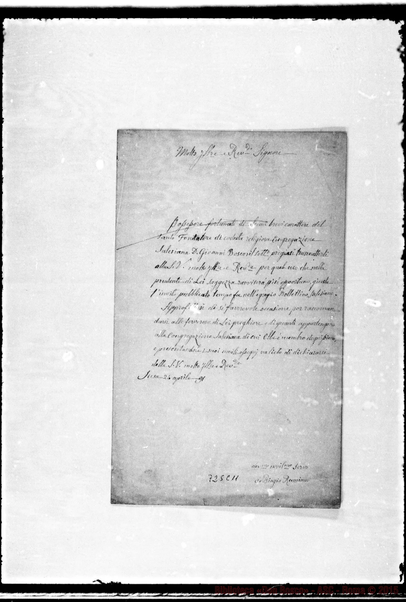 Fotogramma C 11 — Rumiano Biagio, can. Lettera