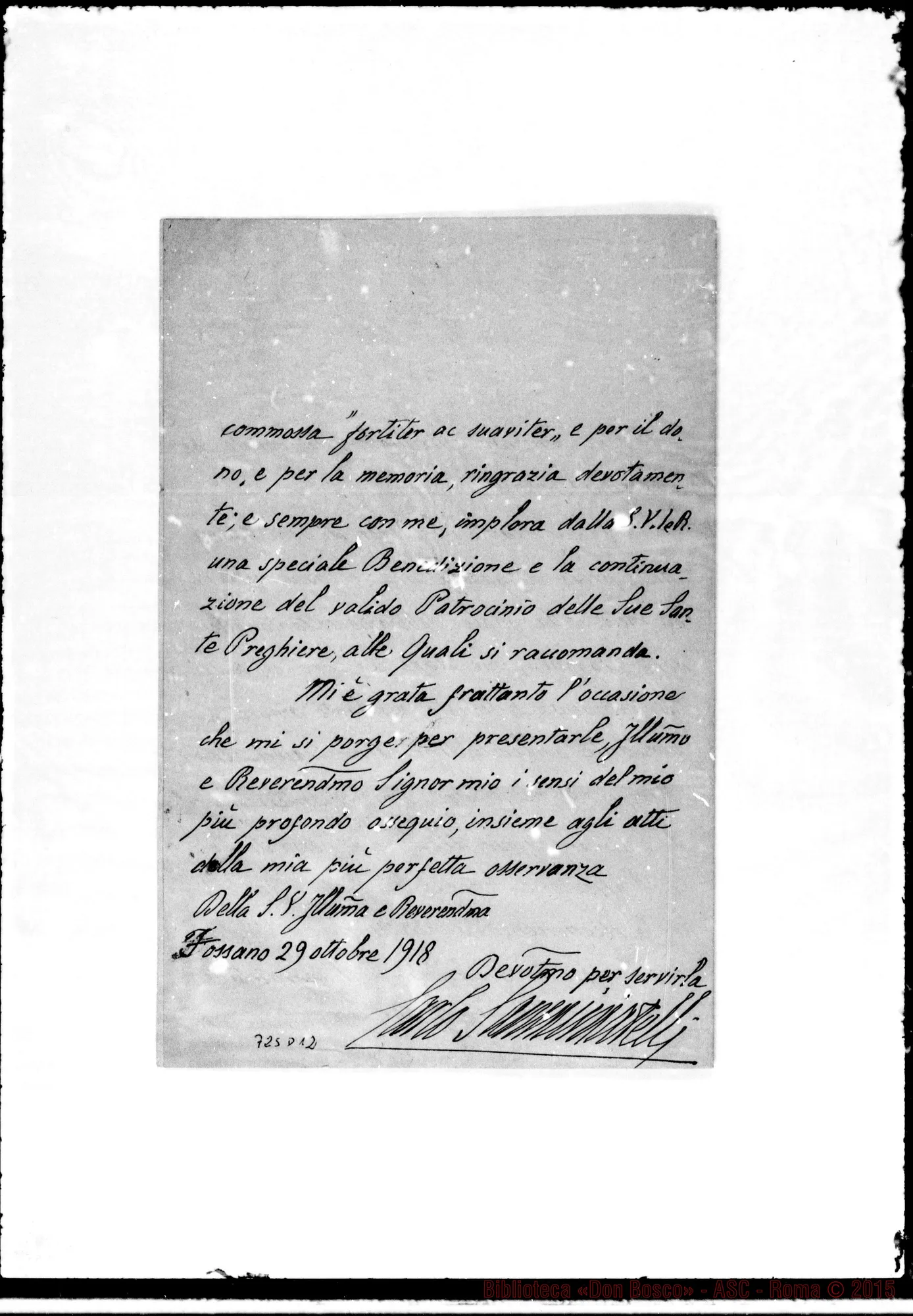 Fotogramma D 12 — Samminiatelli Carlo. Lettera A D. Albera