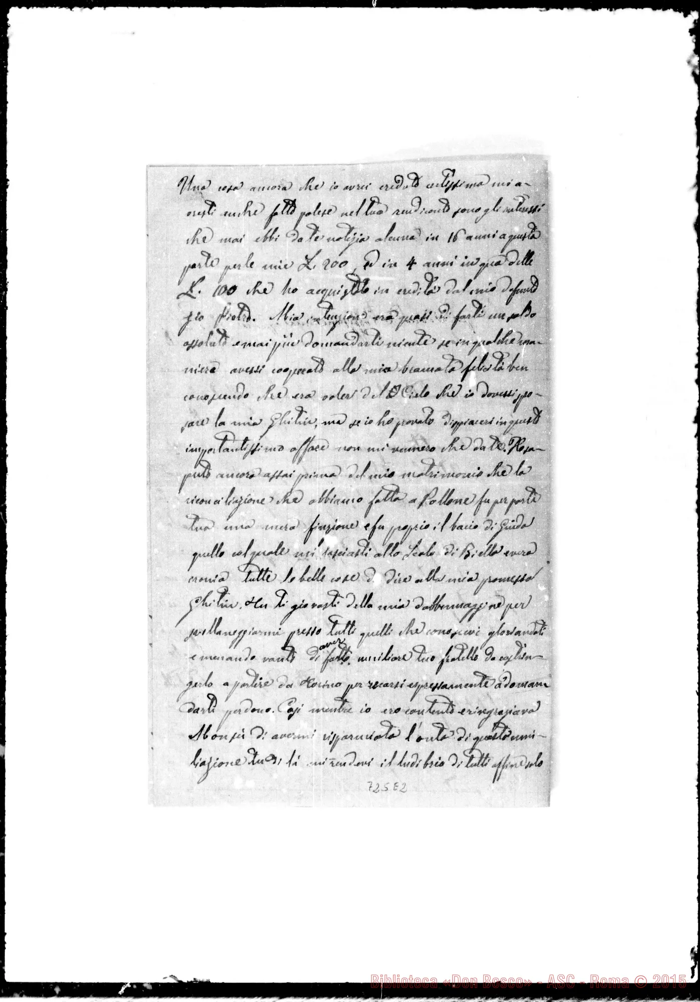Fotogramma E 2 — Sandrone Giuseppe. Lettere: Sandrone-Sorella