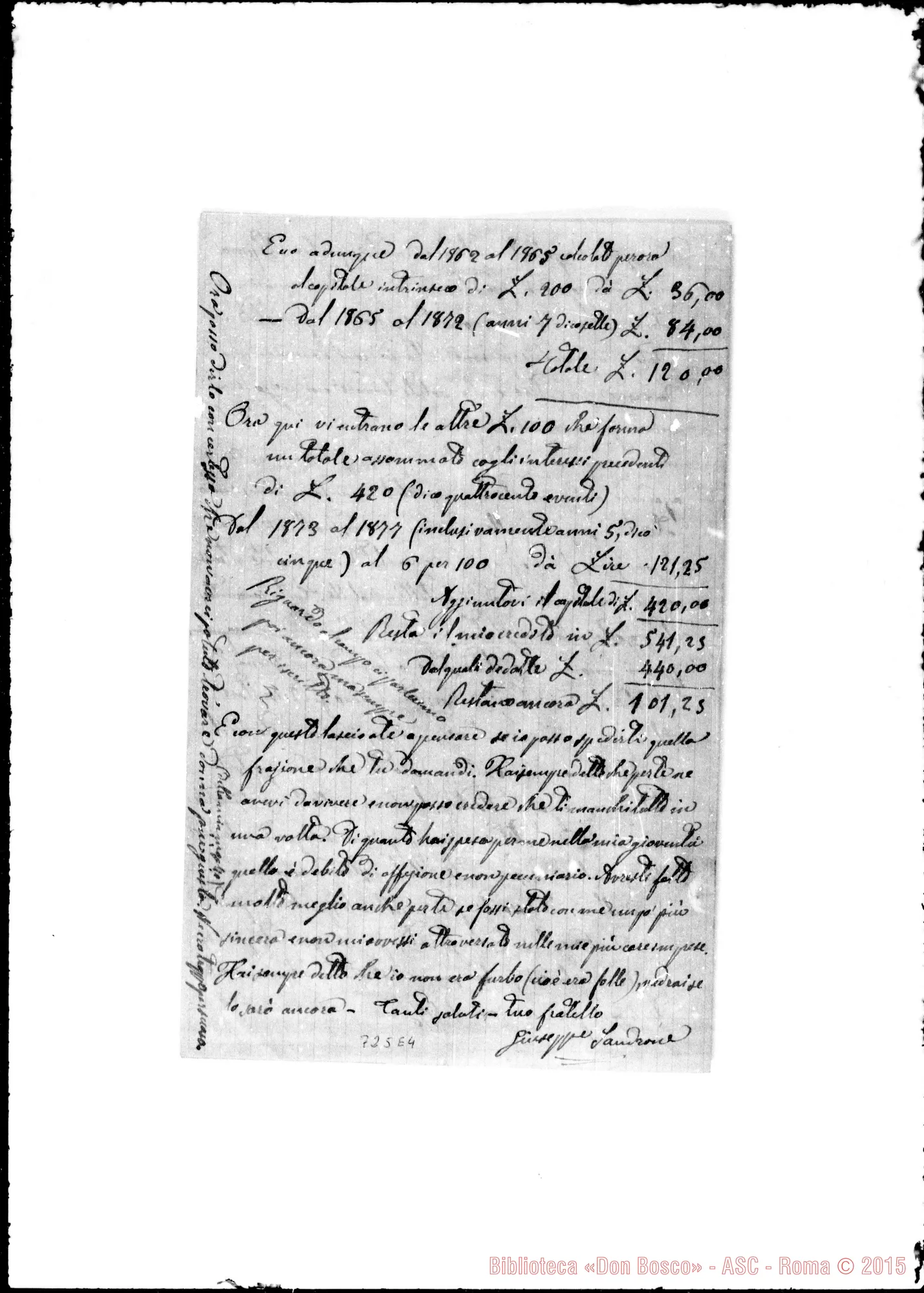 Fotogramma E 4 — Sandrone Giuseppe. Lettere: Sandrone-Sorella