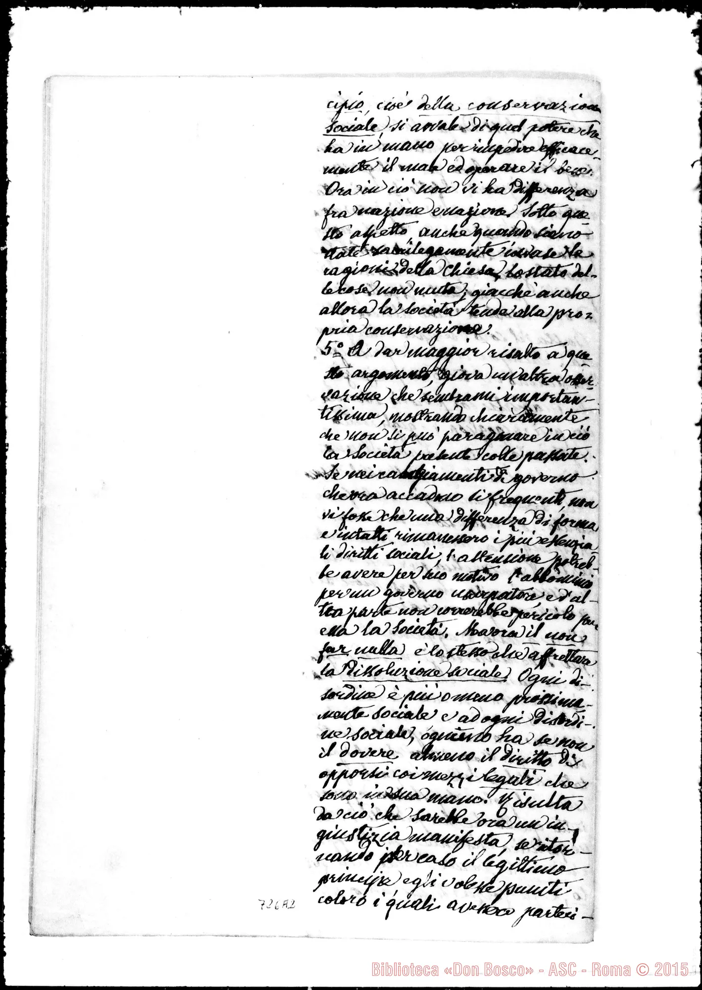 Fotogramma A 2 — Sanguinetti Sebastiano, S.J. «Osservazioni del P. Sanguinetti…»