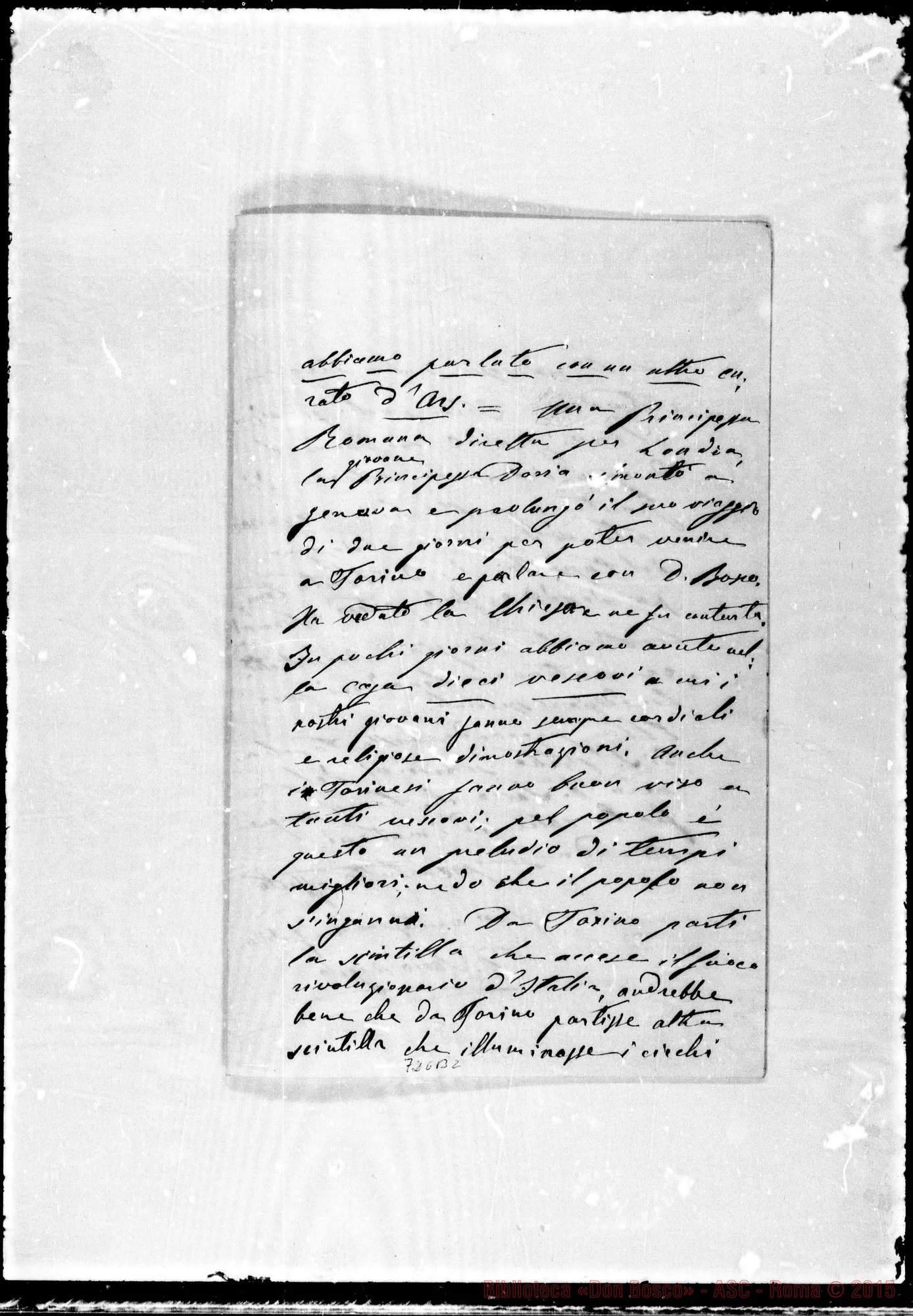 Fotogramma B 2 — Savio Angelo, sac. SDB. Lettere: Savio-Cav. Oreglia