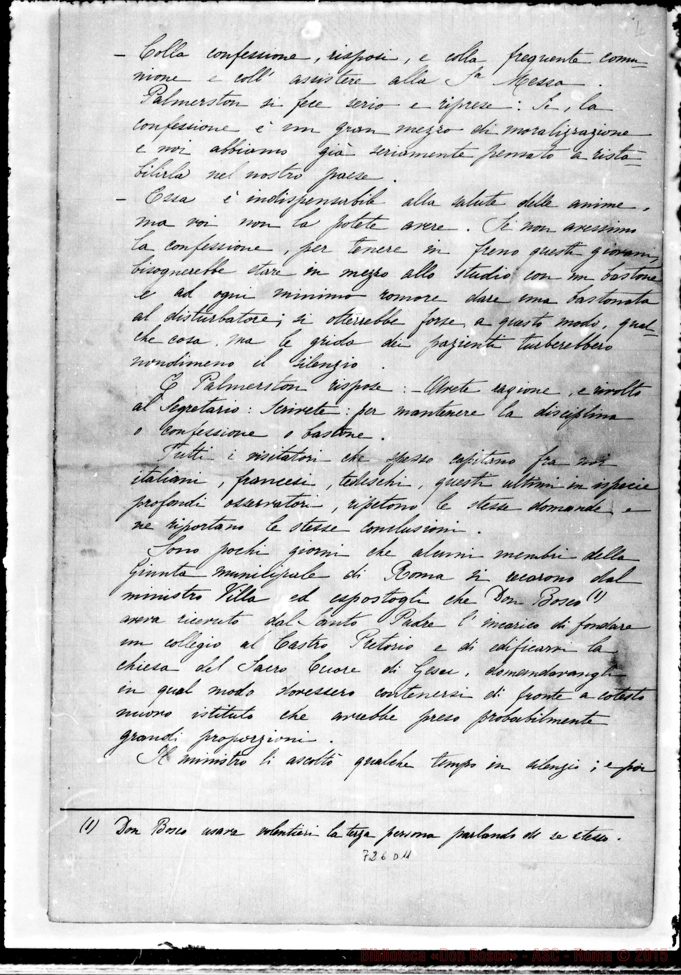 Fotogramma D 11 — Relazione: Una visita A D. Bosco
