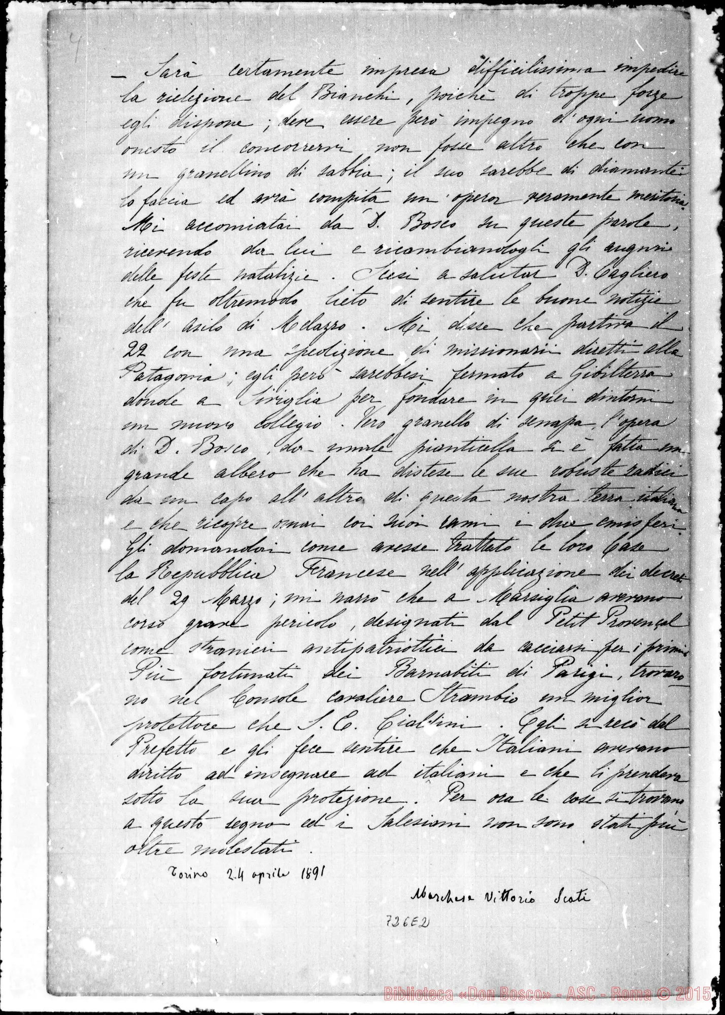 Fotogramma E 2 — Relazione: Una visita A D. Bosco