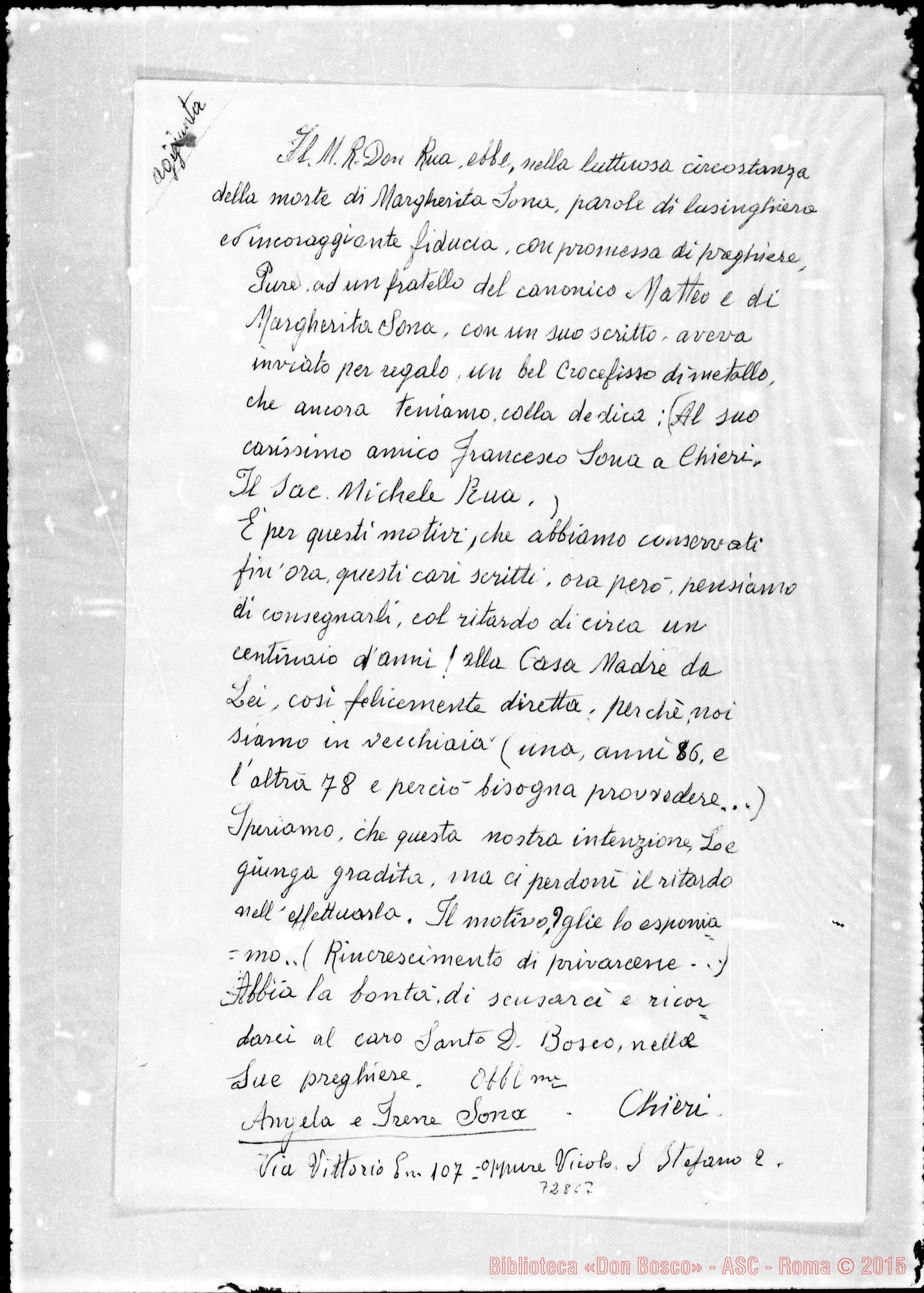 Fotogramma C 7 — Sona Matteo. Lettere: Angela E Irene Sona-D. Ricceri