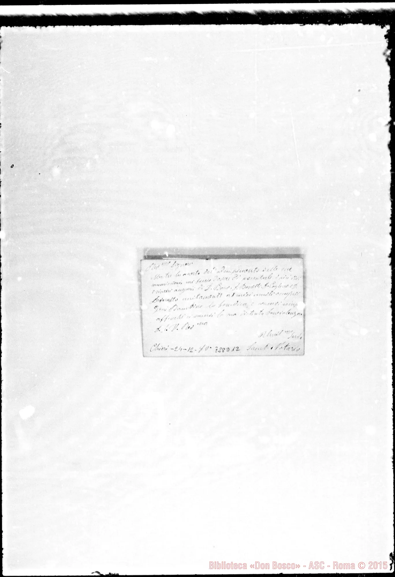 Fotogramma D 12 — Notario-Sona. Bigliettino