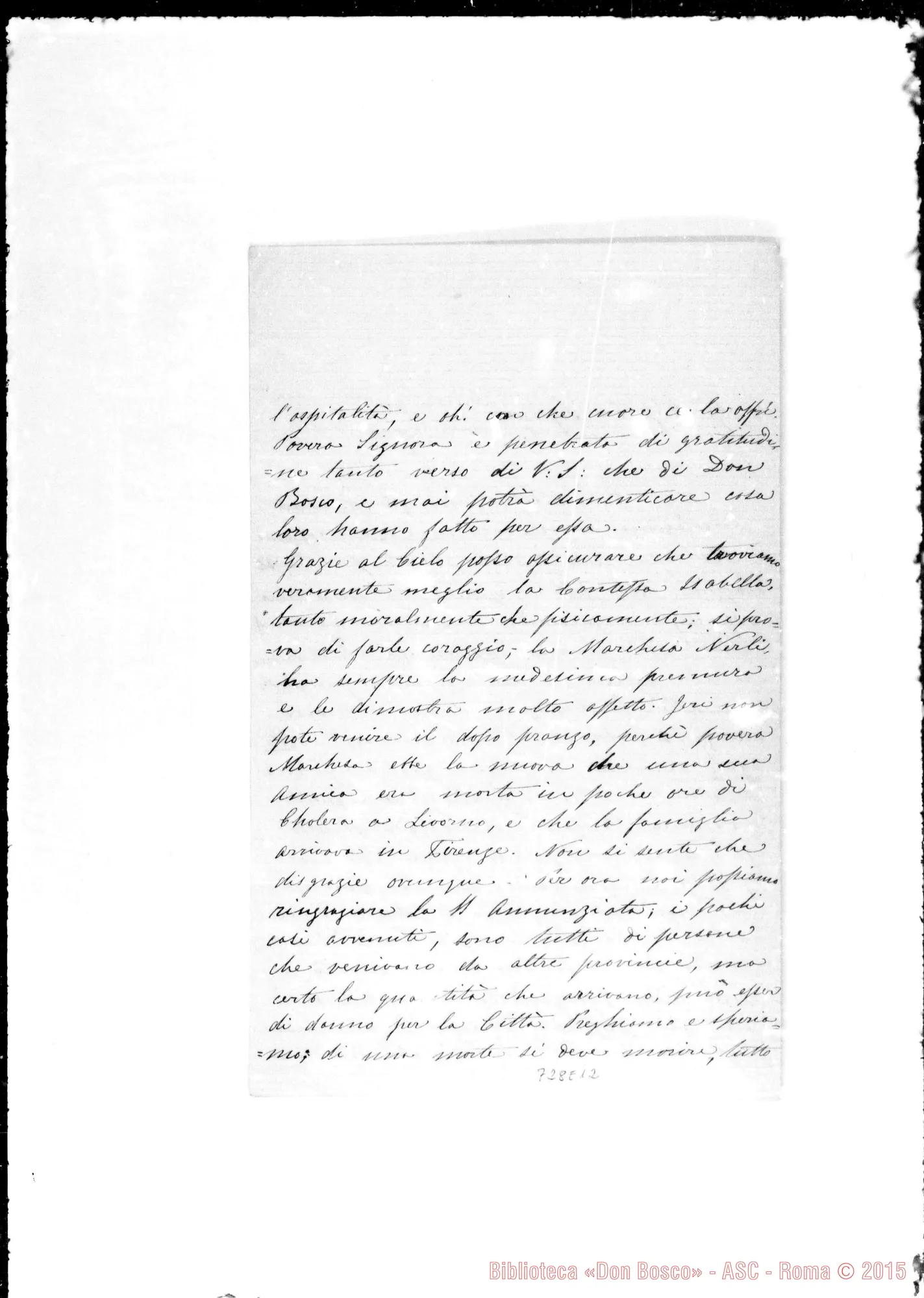 Fotogramma E 12 — Sorelli Carolina. Lettere: Carolina-Gentilissimo Sig.