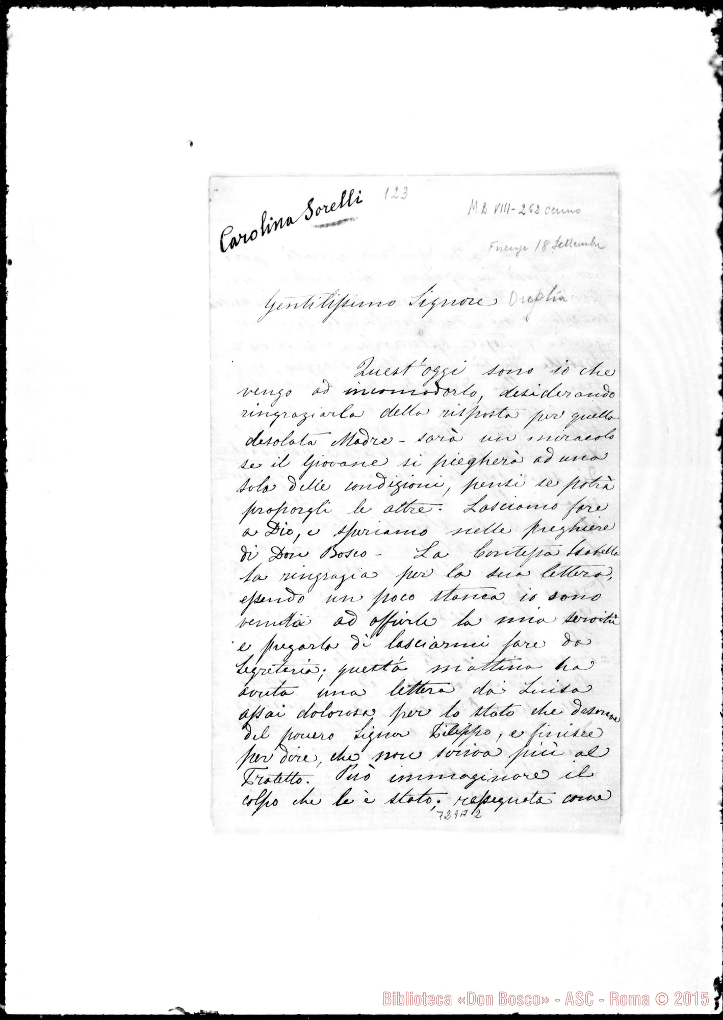 Fotogramma A 2 — Carolina-Gentilissimo Sig.