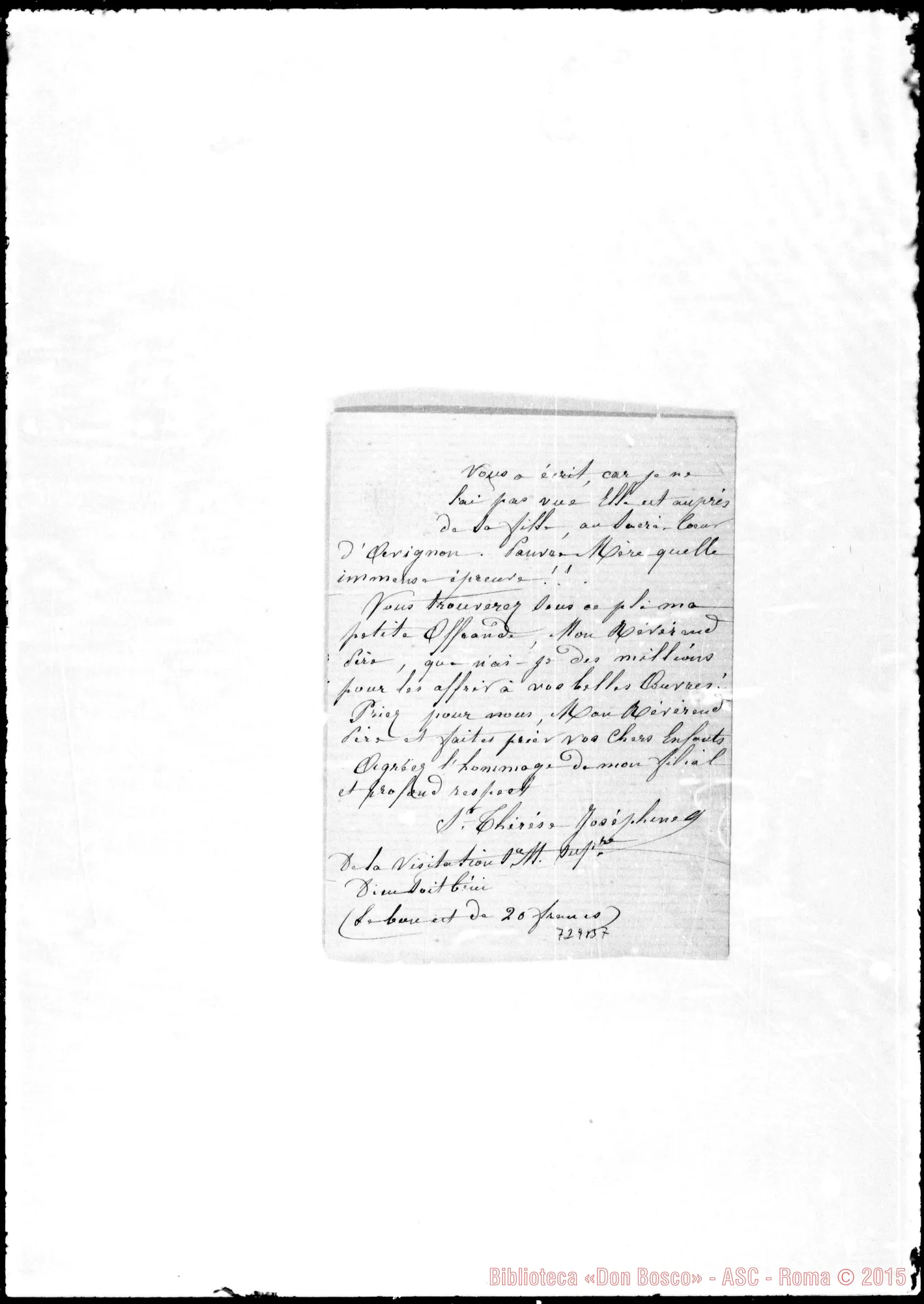 Fotogramma B 7 — Suore: Sr. Thérèse Josephine-Mon Révérend Pére