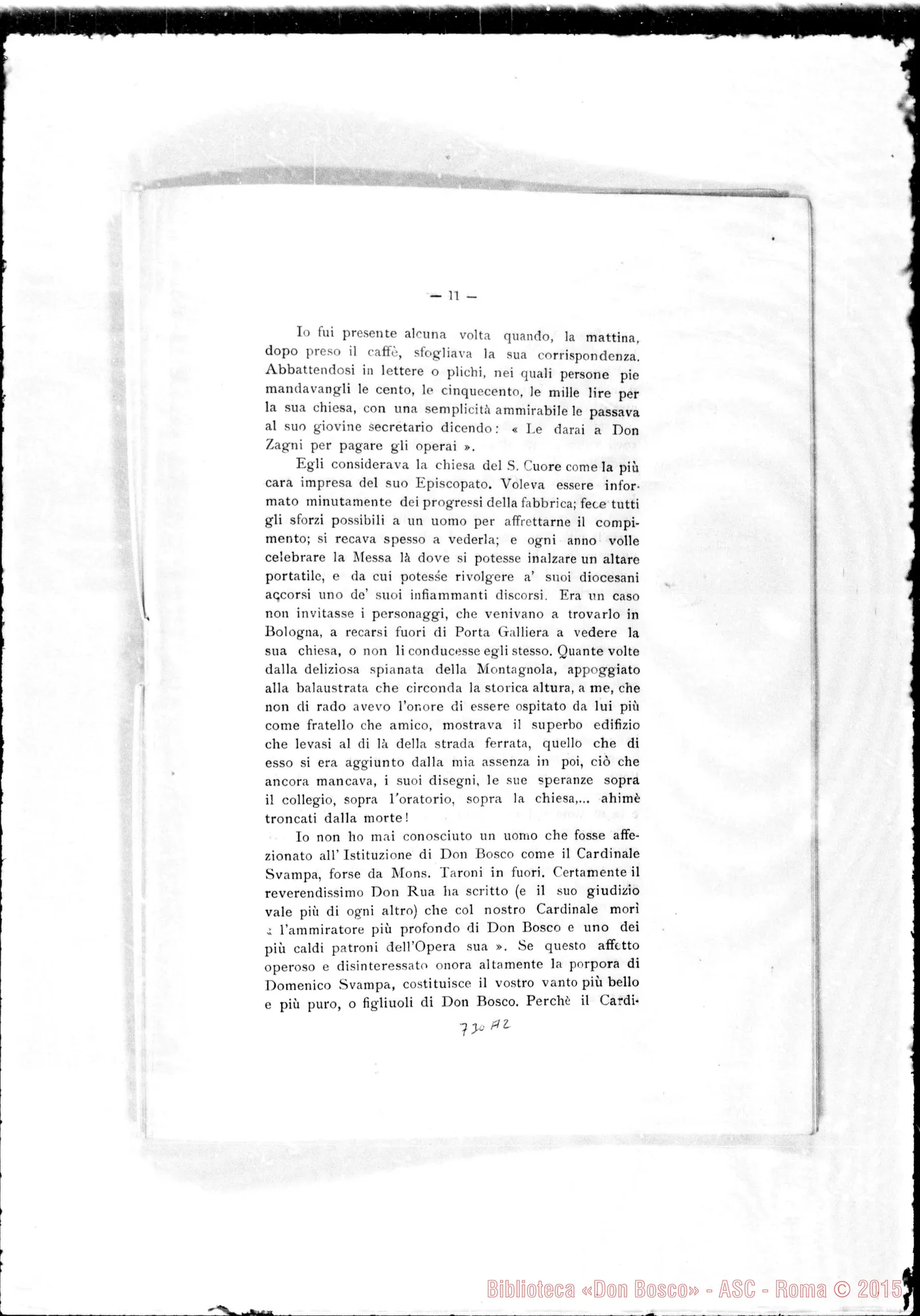 Fotogramma A 2 — Il Card. Domenico Svampa ed i Salesiani