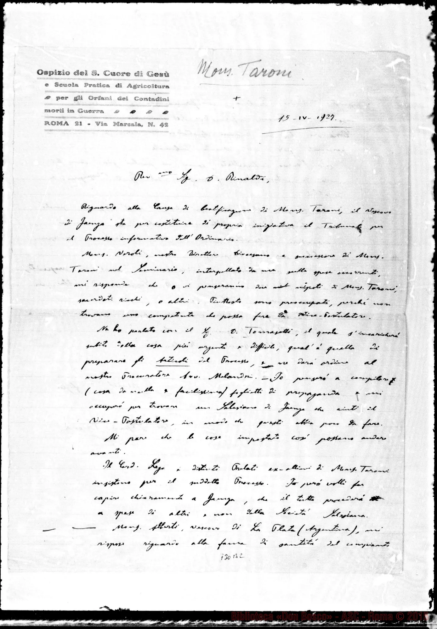 Fotogramma B 2 — Taroni Paolo, sac. Lettere: Trione-Don Rinaldi