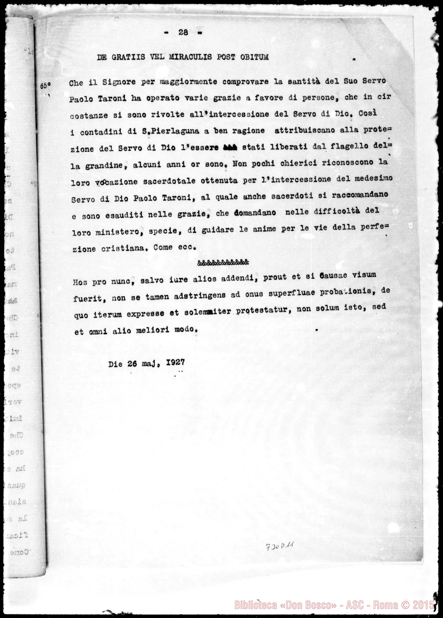 Fotogramma D 11 — Beatificationis et Canonizationis Servi Dei Pauli Taroni…