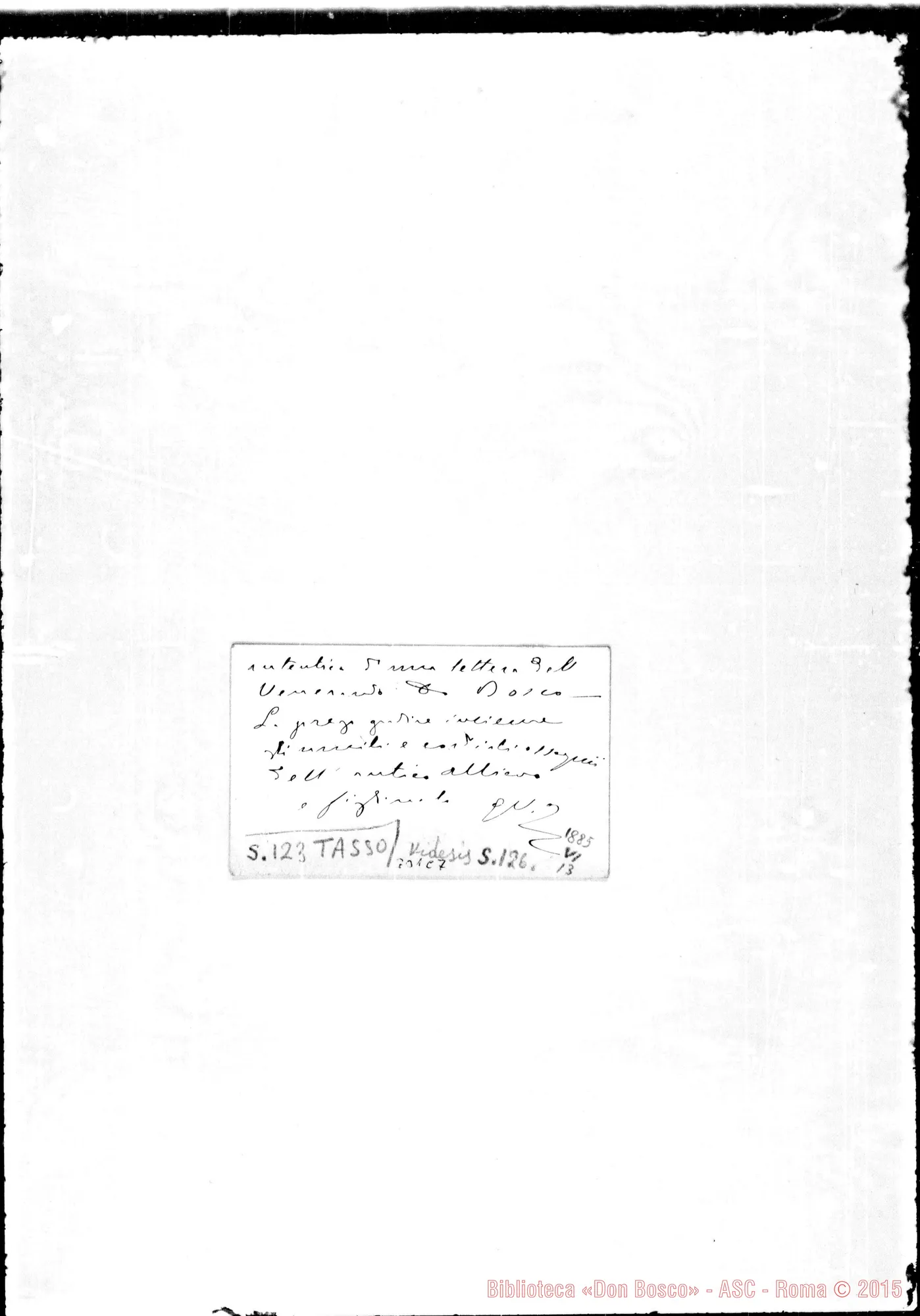 Fotogramma C 7 — Tasso Giovanni. Lettere: Bigliettino